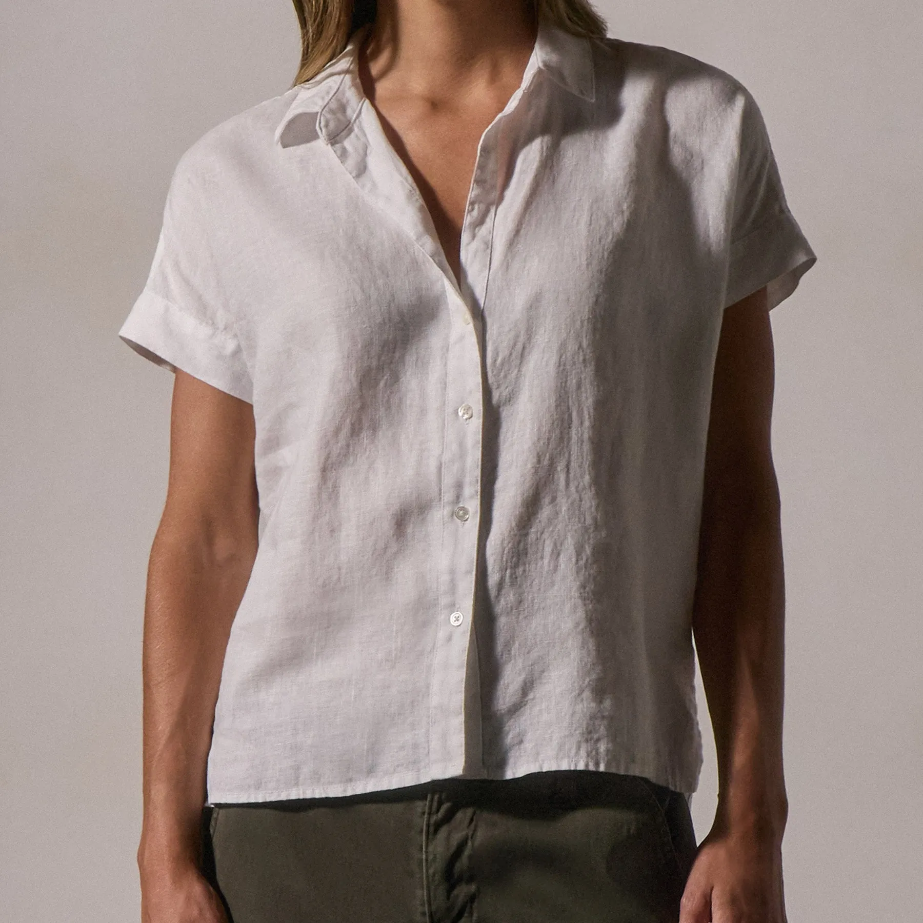 Short Sleeve Linen Shirt - White sold by James Perse