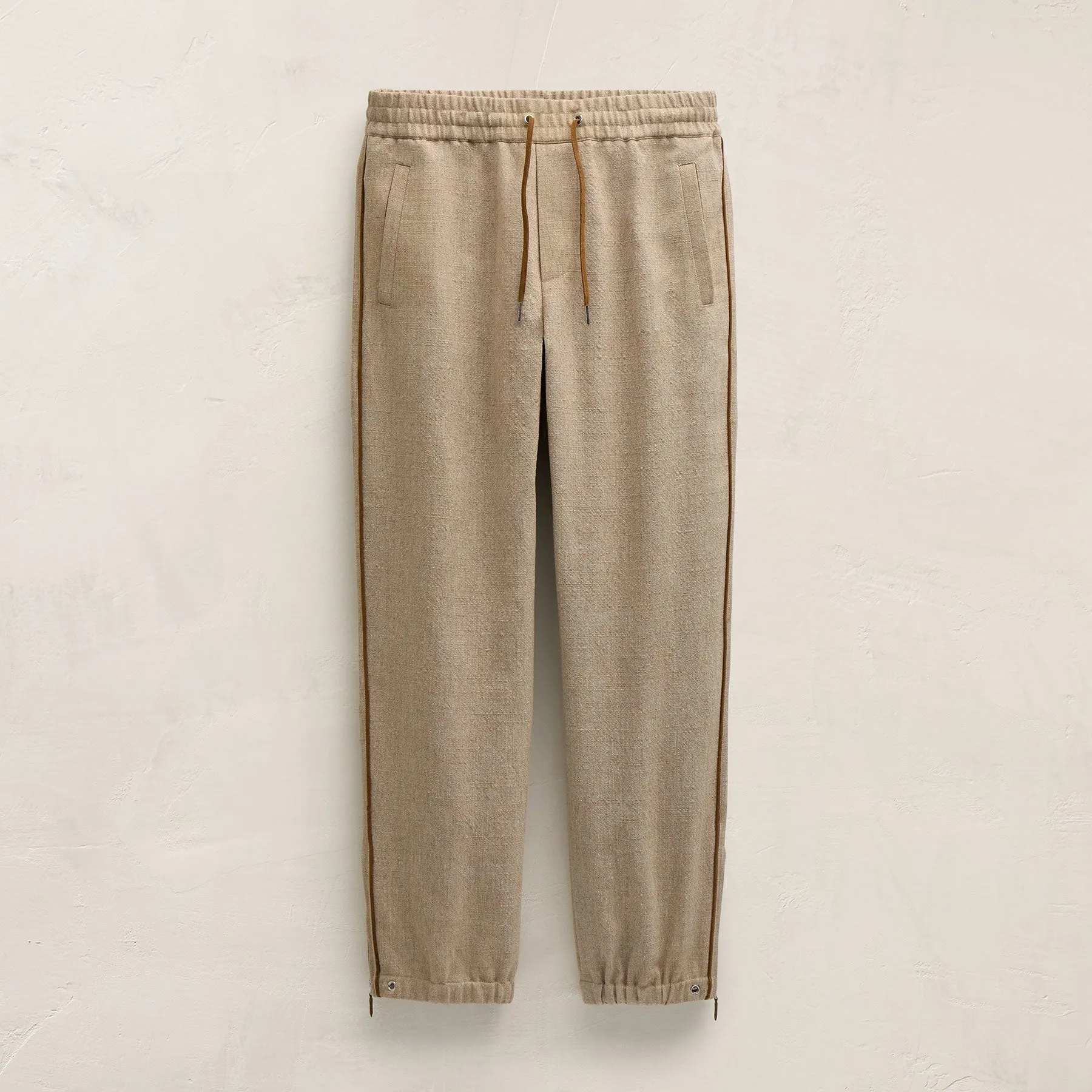 Suede Trimmed Track Pant - Natural/Tobacco sold by James Perse
