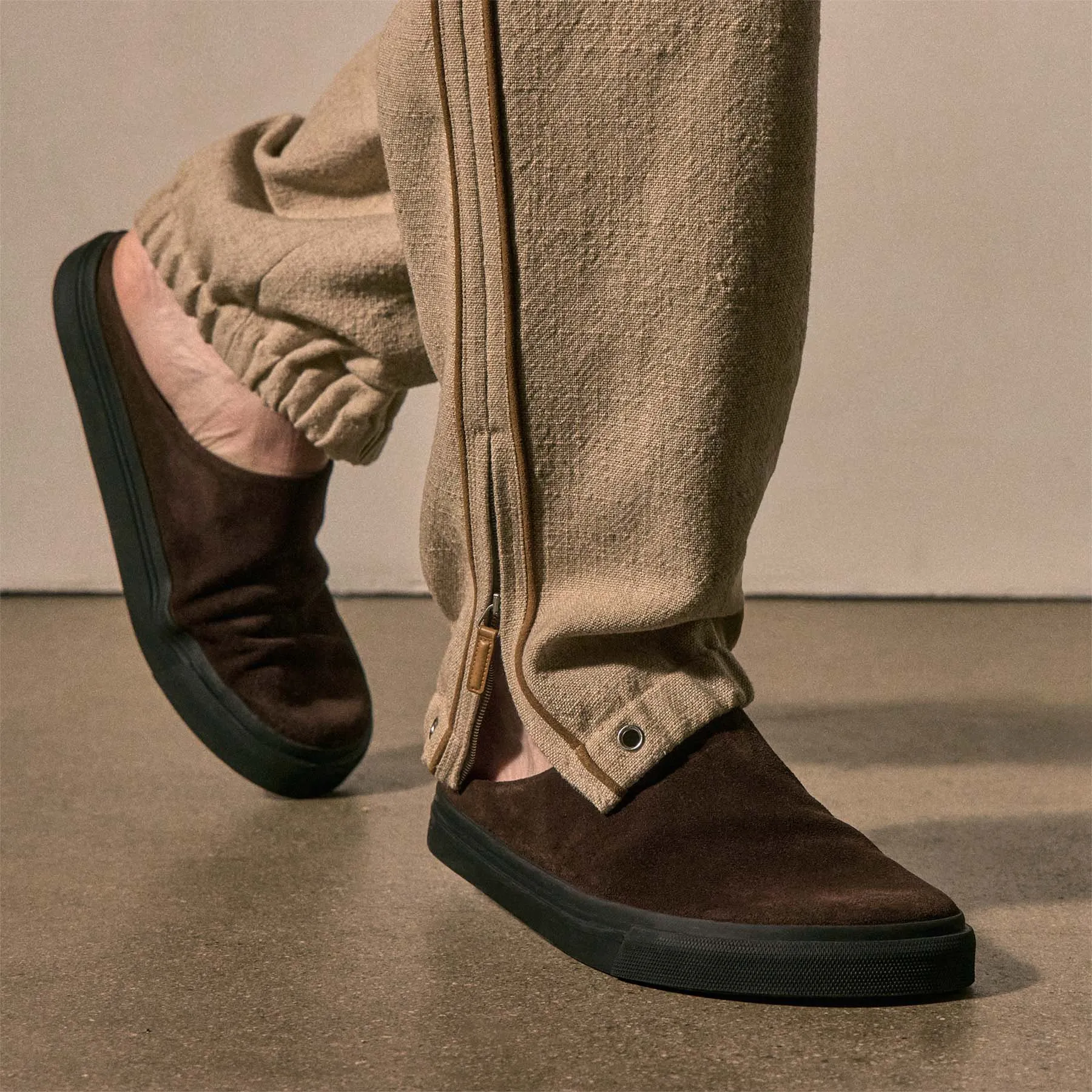 Suede Trimmed Track Pant - Natural/Tobacco sold by James Perse product image thumbnail 4