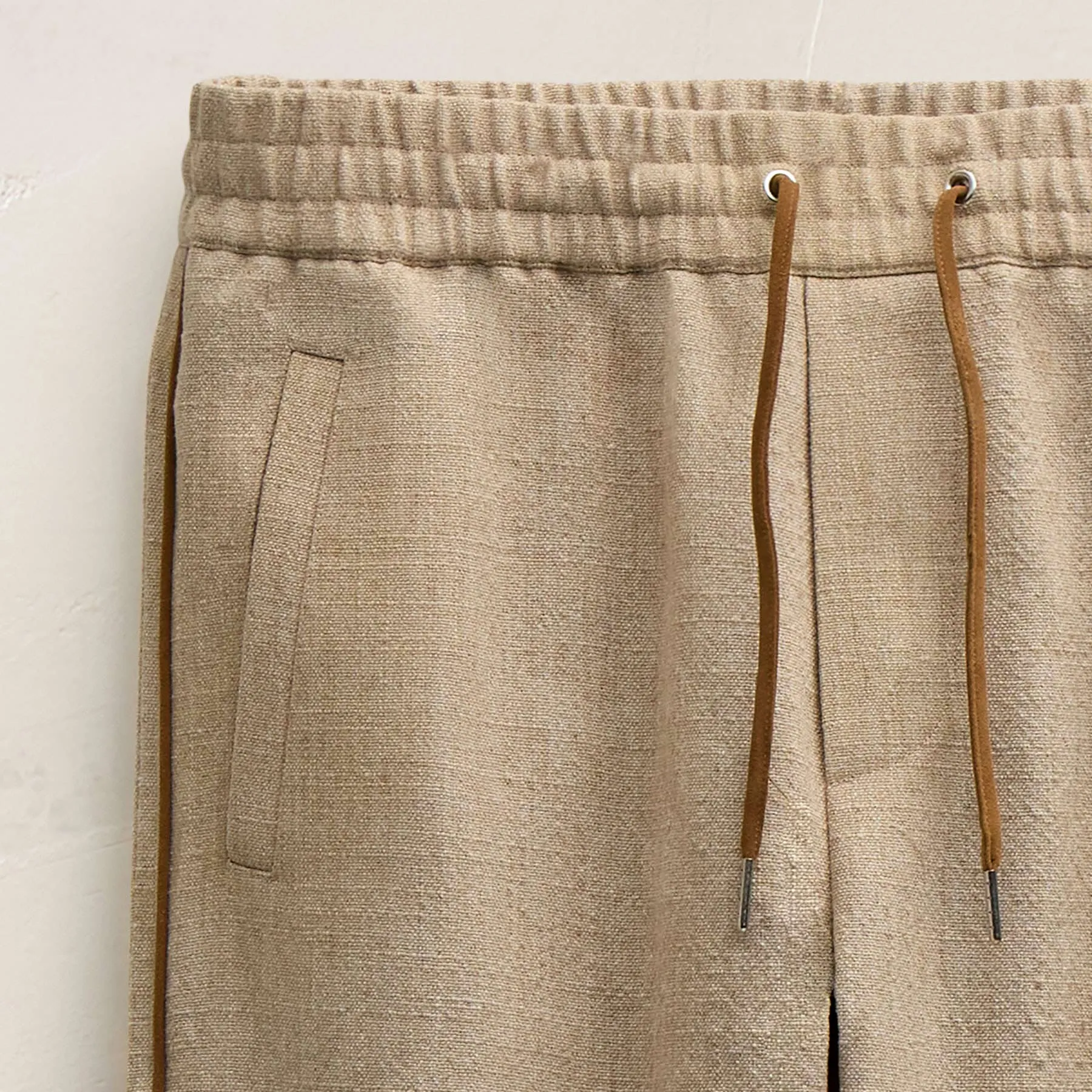 Suede Trimmed Track Pant - Natural/Tobacco sold by James Perse product image thumbnail 5