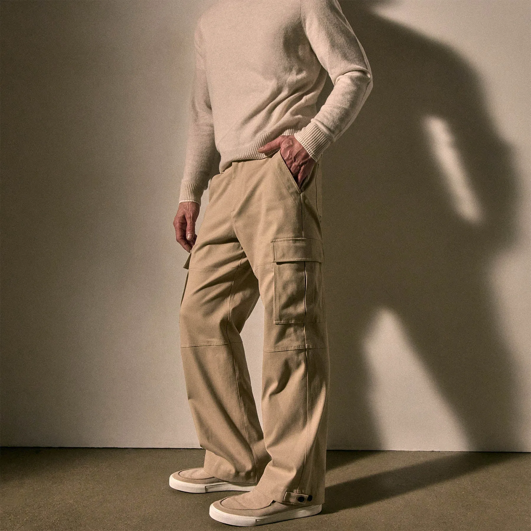 Cashmere Touch Cotton Cargo - Light Khaki sold by James Perse