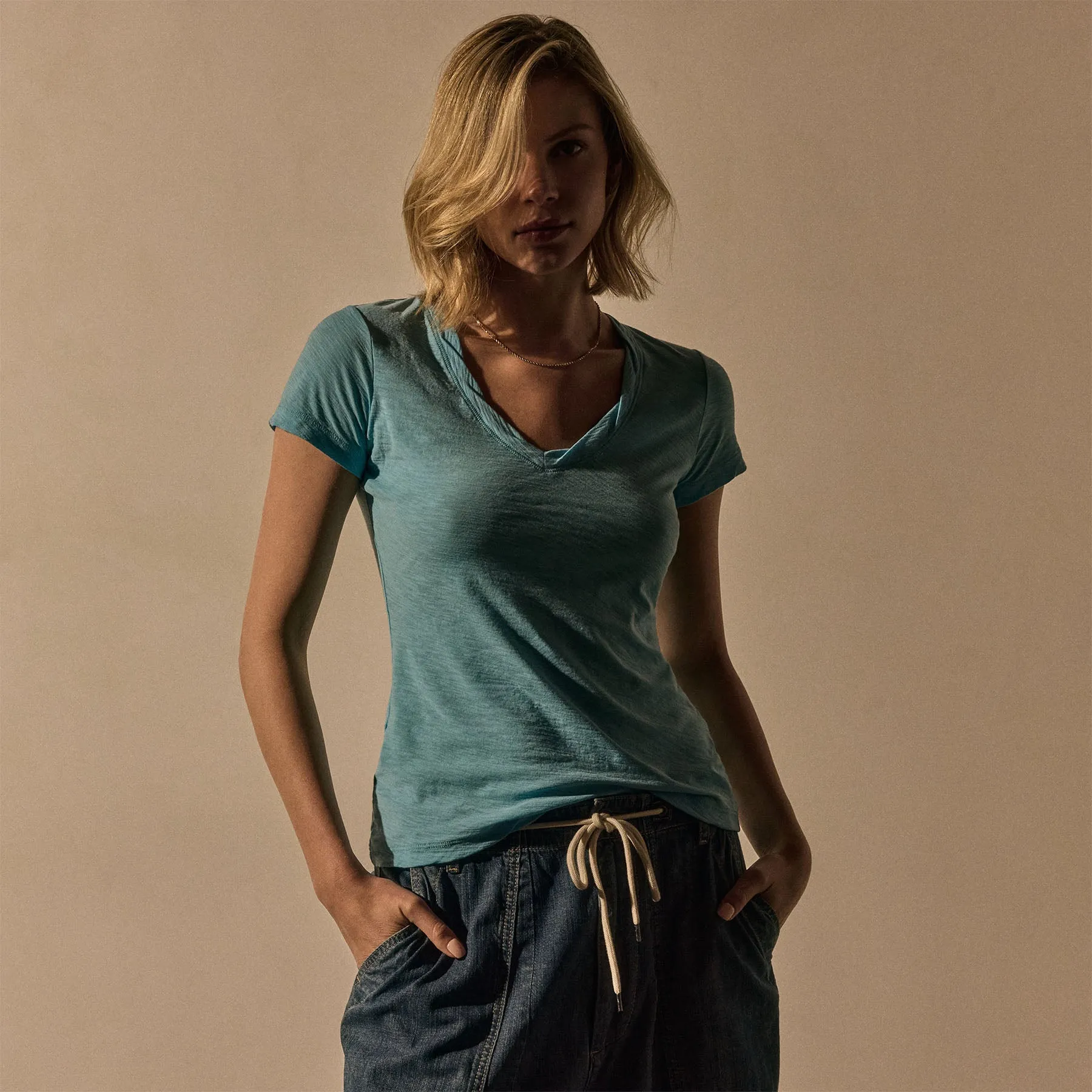 Sheer Slub Casual V Neck - Skipper sold by James Perse