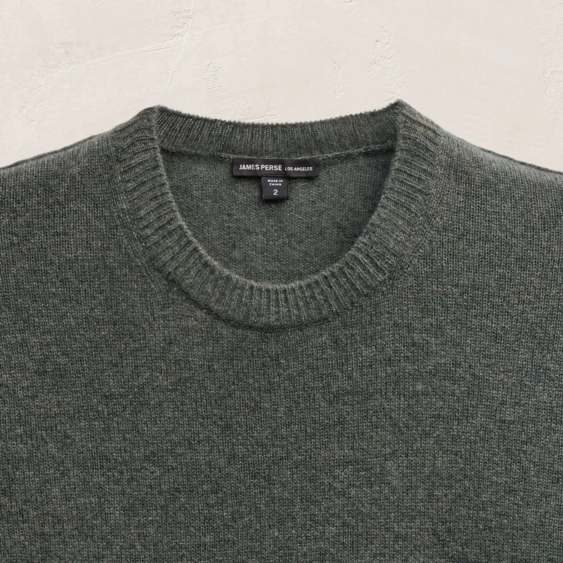 Soft Featherweight Cashmere Crew - Dark Olive sold by James Perse product image thumbnail 3