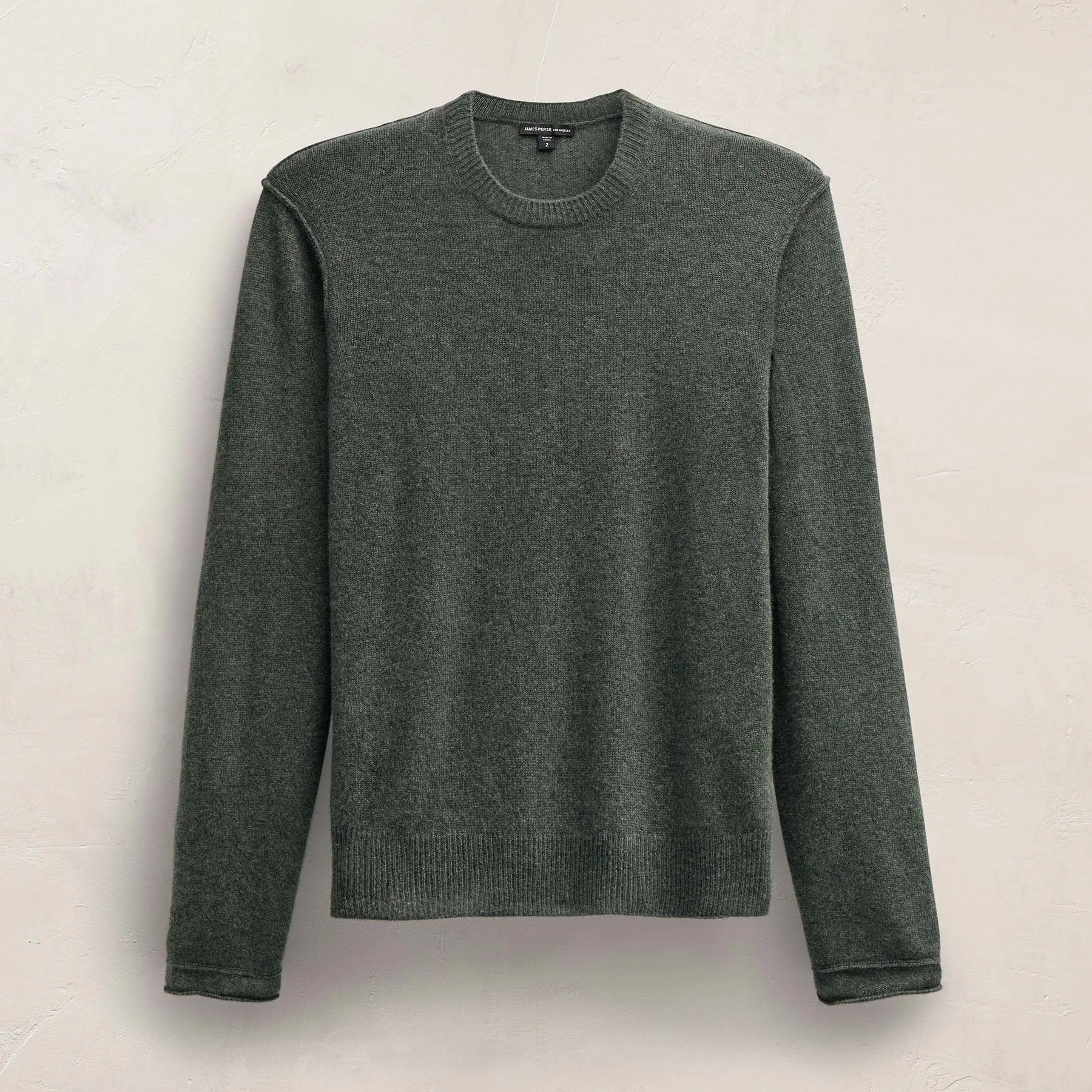 Soft Featherweight Cashmere Crew - Dark Olive sold by James Perse
