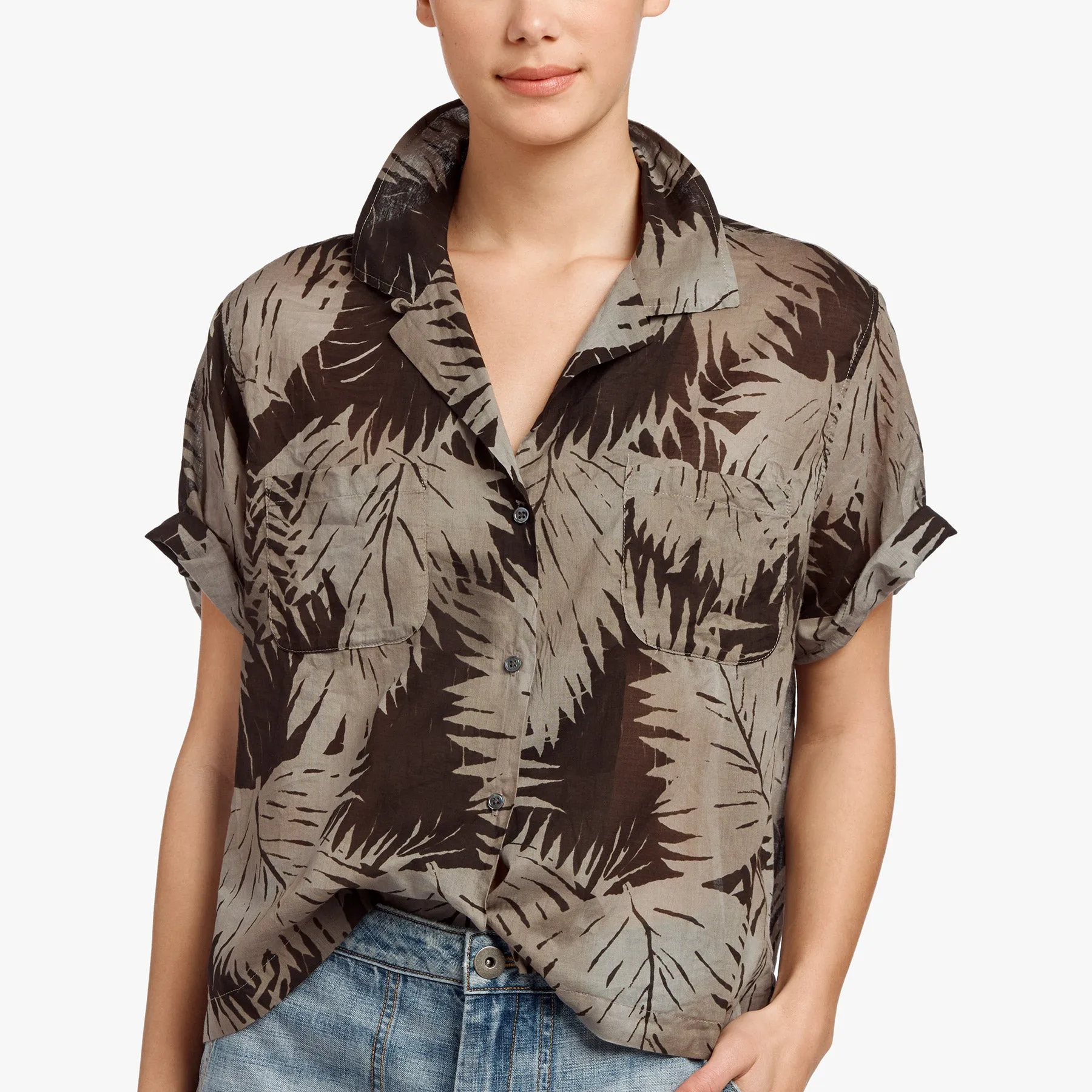 Palm Print Shirt - Platinum sold by James Perse