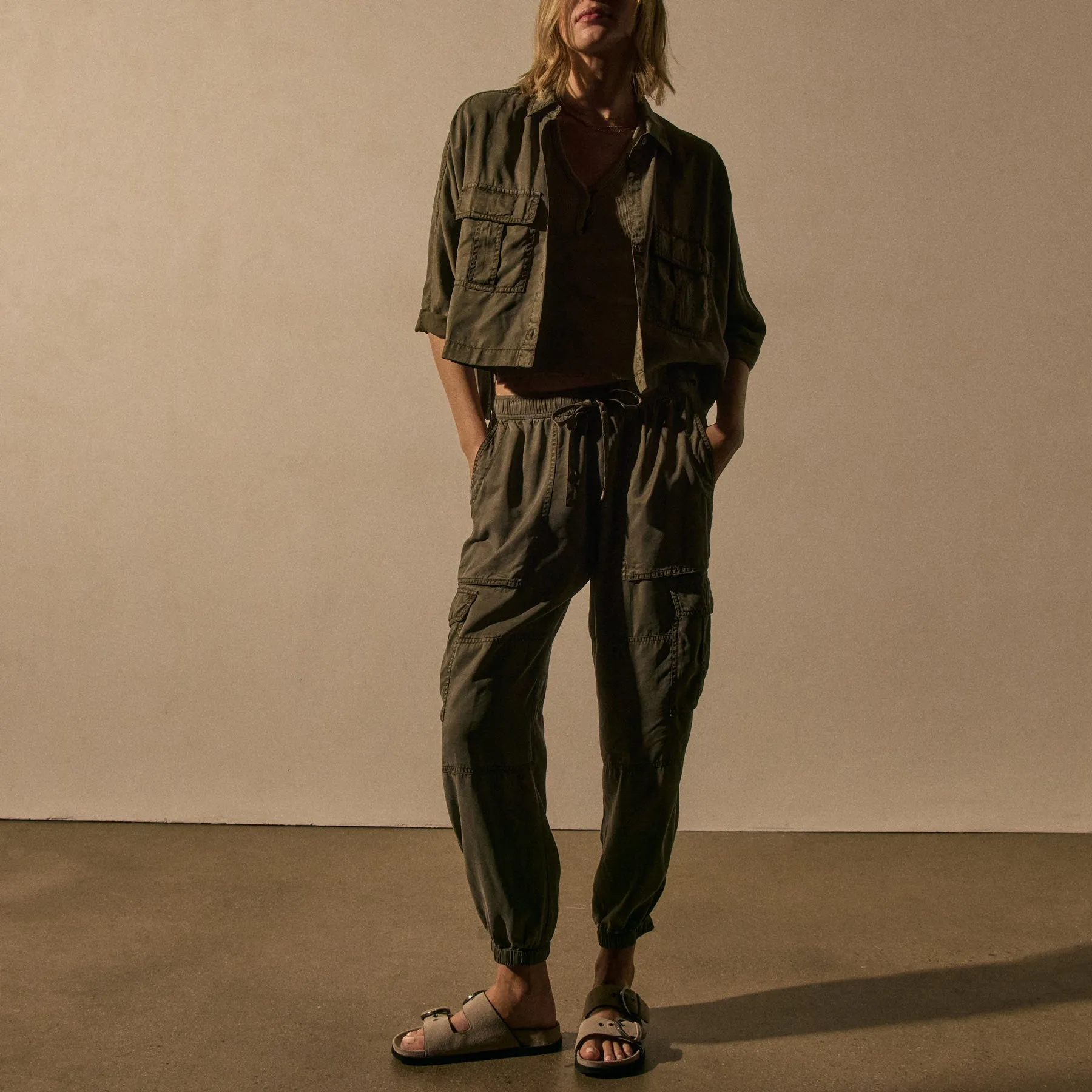 Soft Fluid Cargo Pant - Birch Pigment sold by James Perse