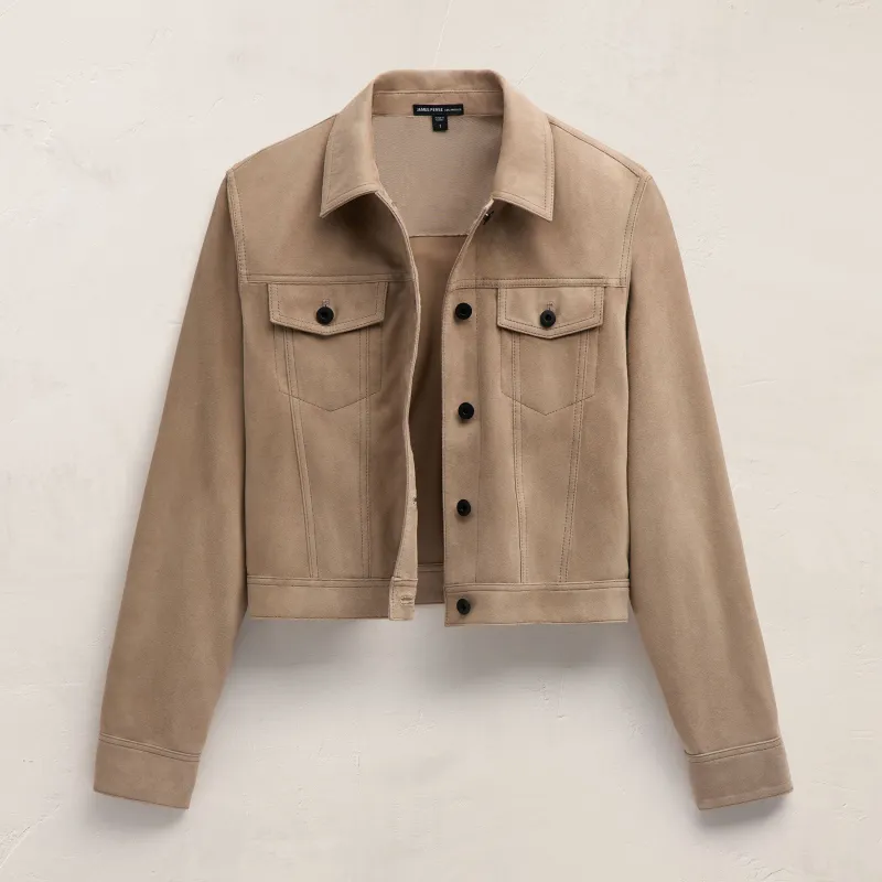 Suede Shrunken Jacket - Grout sold by James Perse