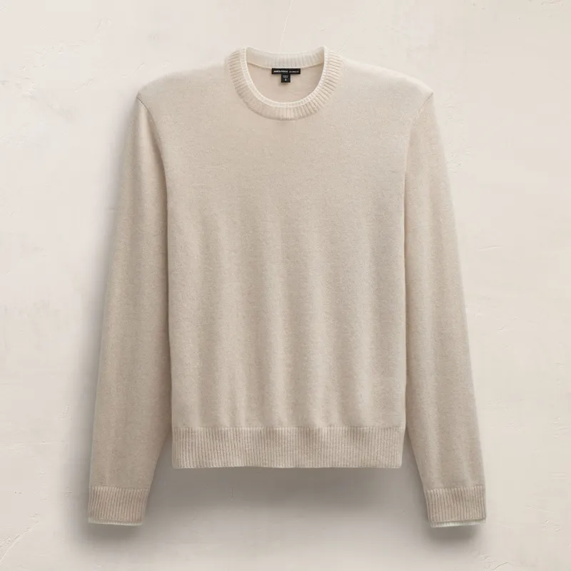 Contrast Trim Cashmere Crew - Stucco/Ivory sold by James Perse