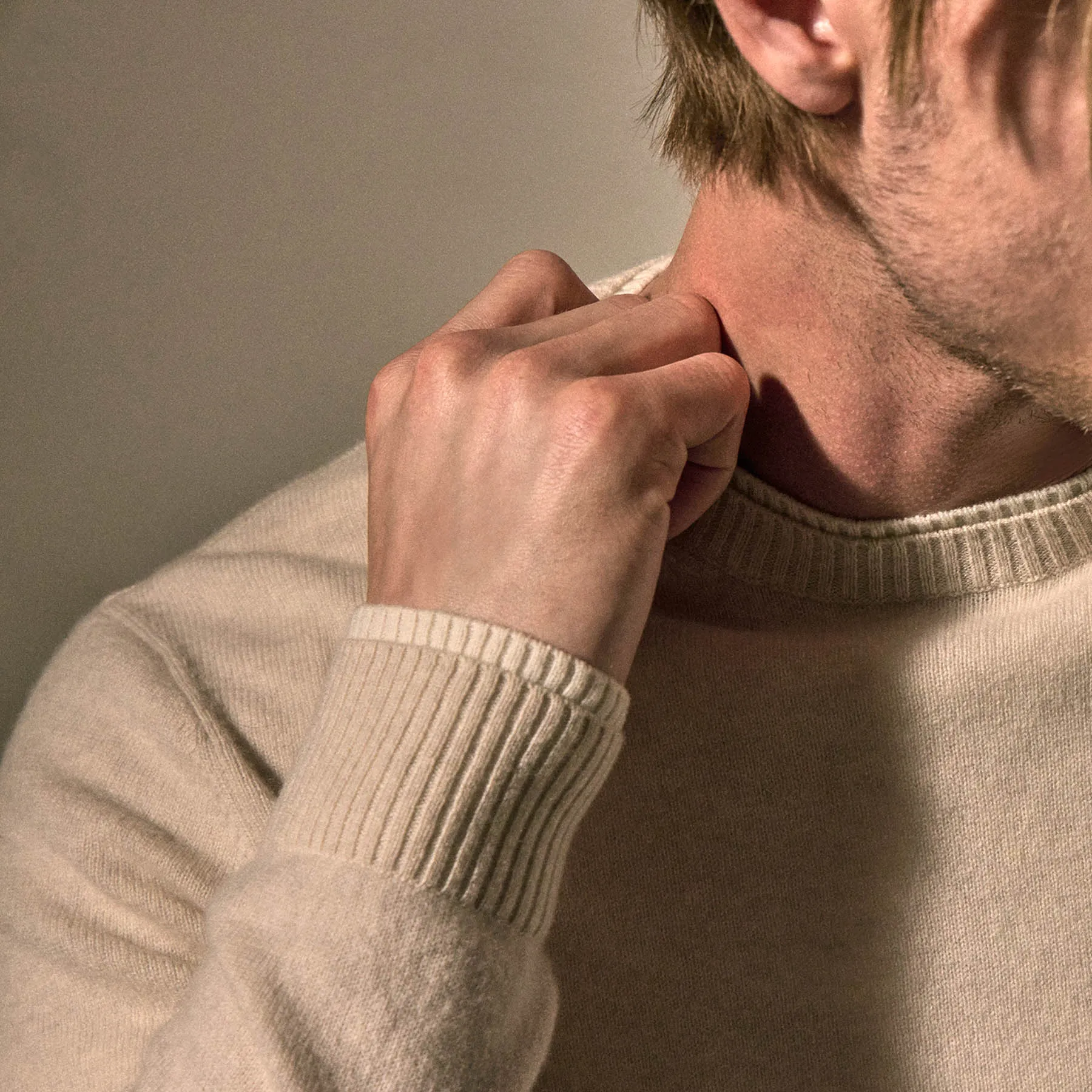 Contrast Trim Cashmere Crew - Stucco/Ivory sold by James Perse product image thumbnail 2