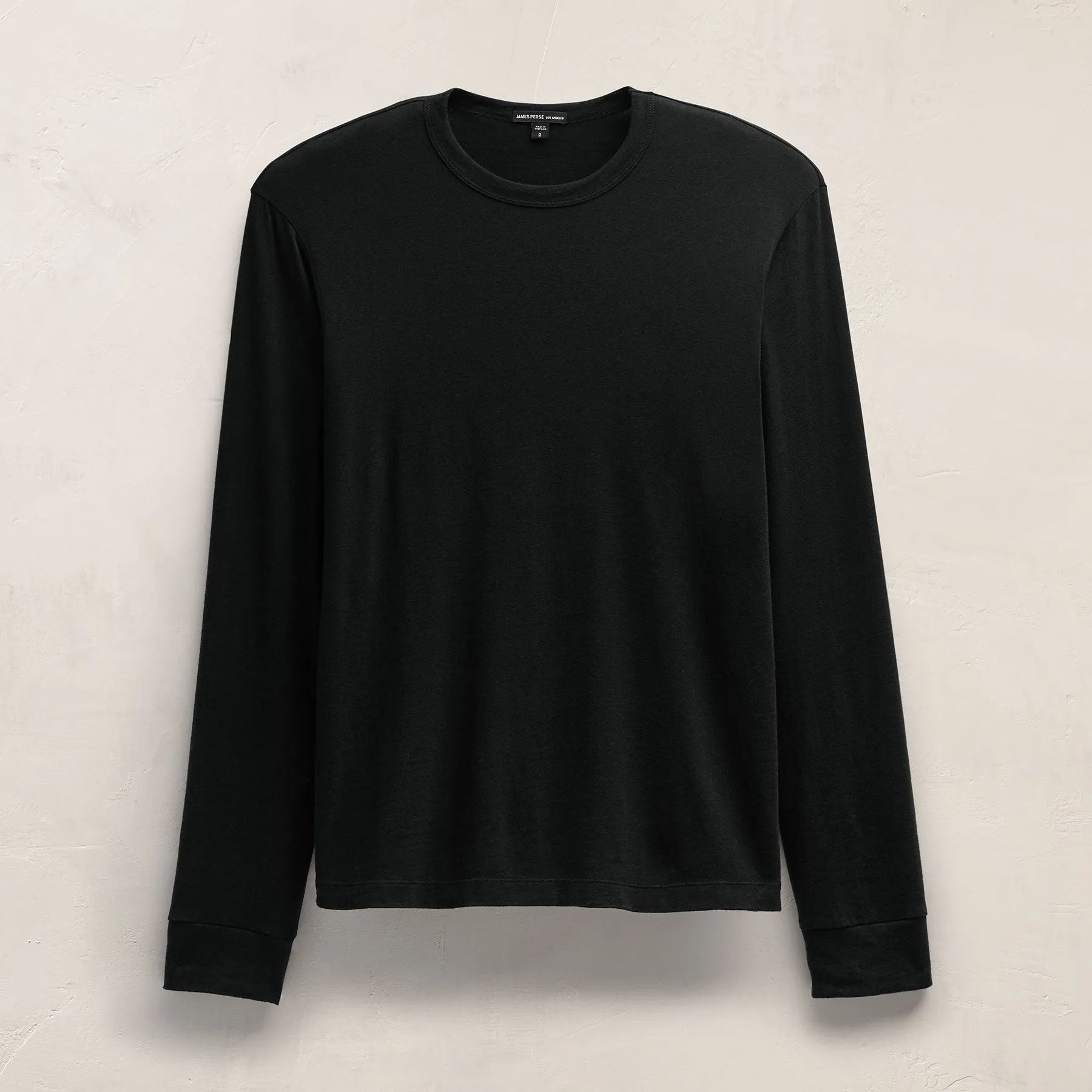 Cotton Cashmere Long Sleeve Tee - Black sold by James Perse