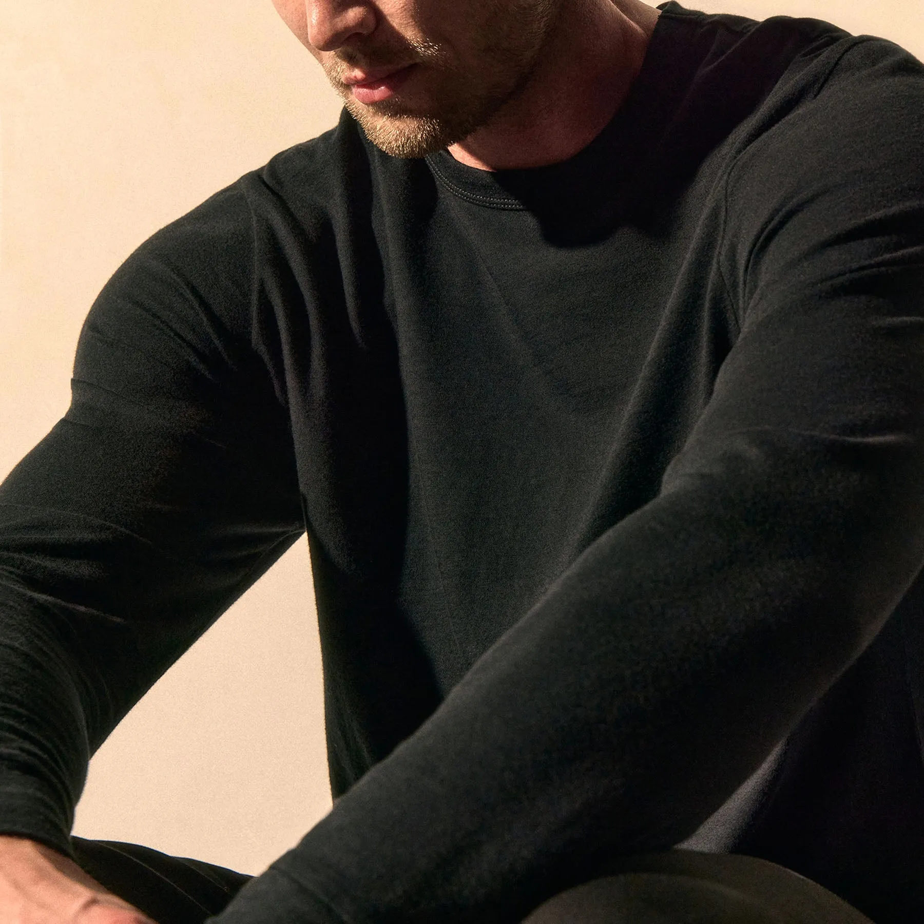 Cotton Cashmere Long Sleeve Tee - Black sold by James Perse product image thumbnail 2