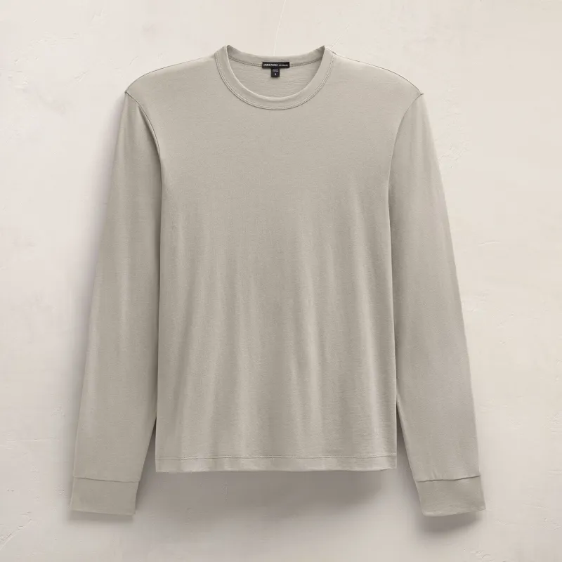 Cotton Cashmere Long Sleeve Tee - Concrete sold by James Perse