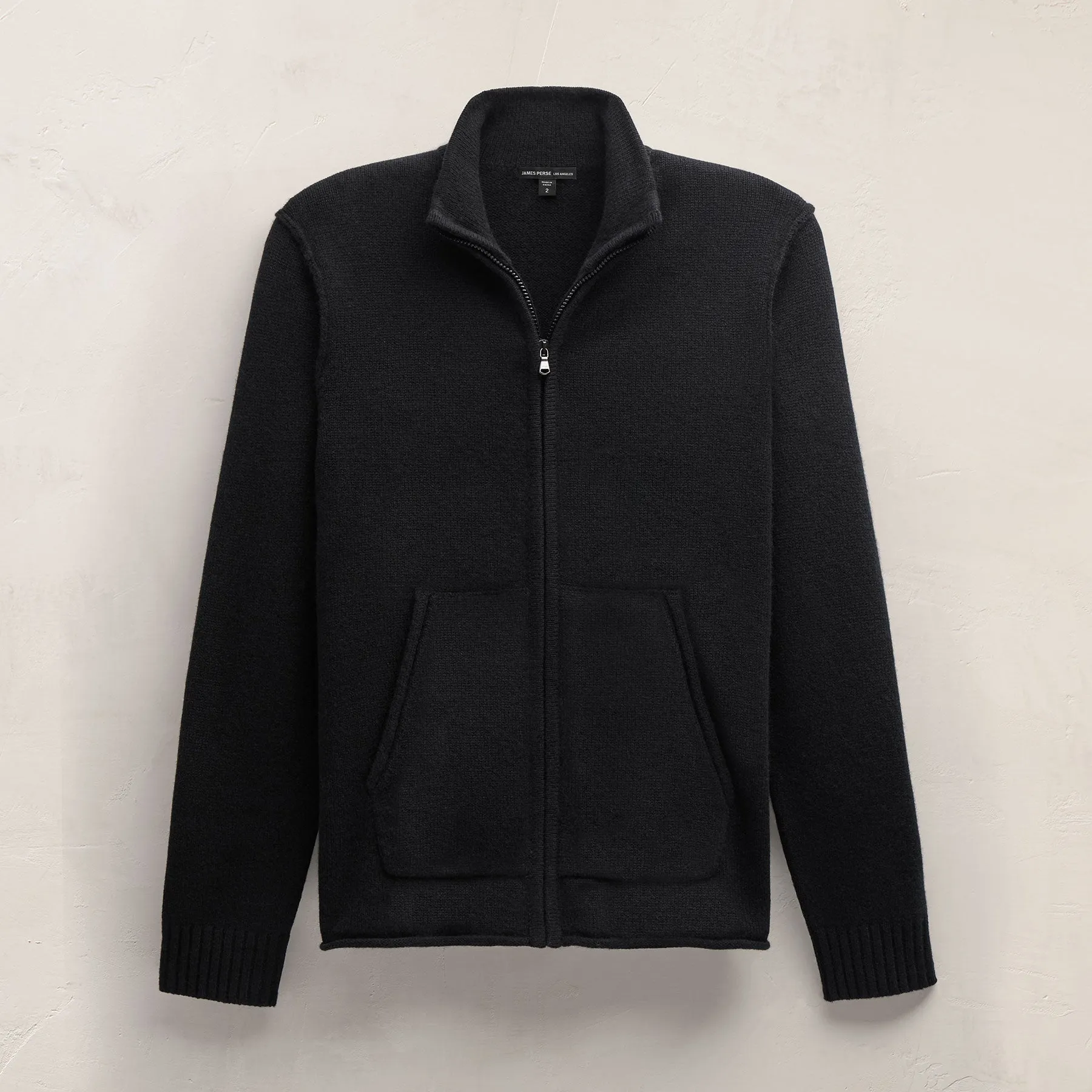 Recycled Cashmere Full Zip Sweater - Black sold by James Perse