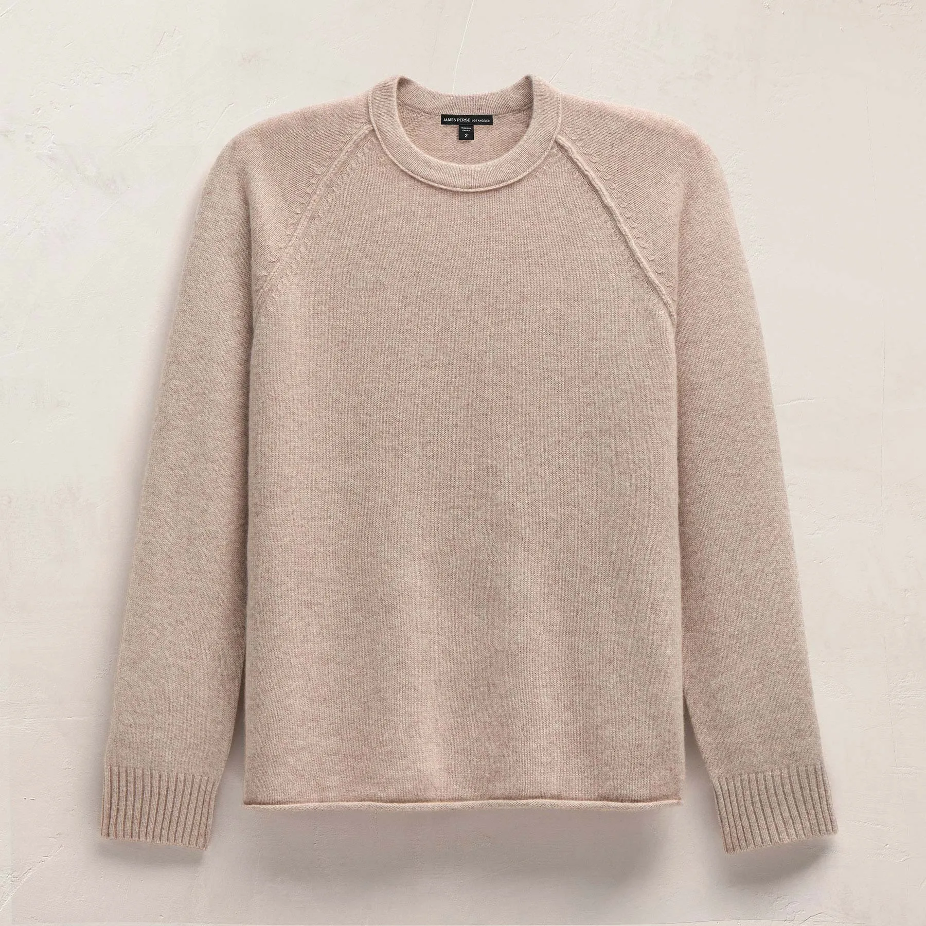 Recycled Cashmere Raglan Crew - Stone sold by James Perse