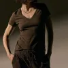 Sheer Slub Casual V Neck - Porcupine sold by James Perse