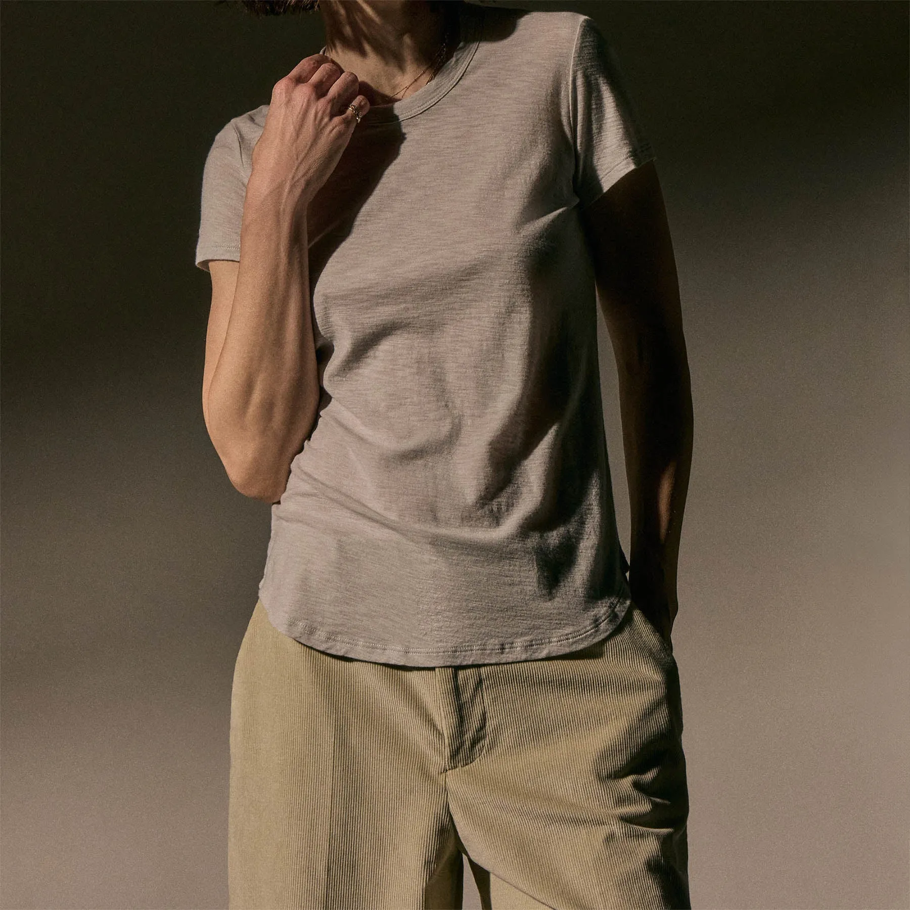 Sheer Slub Crew Neck Tee - Silver sold by James Perse