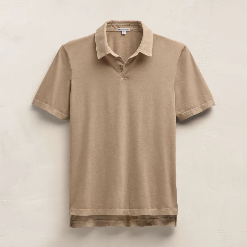 Sueded Jersey Polo - Light Khaki Pigment sold by James Perse