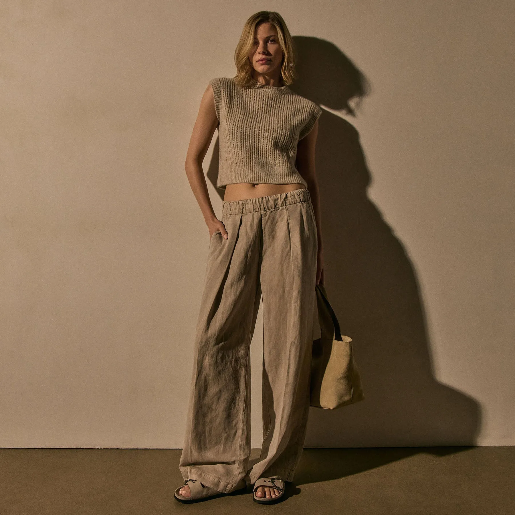 Soft Pleat Wide Leg Pant - Grout Pigment sold by James Perse product image thumbnail 2