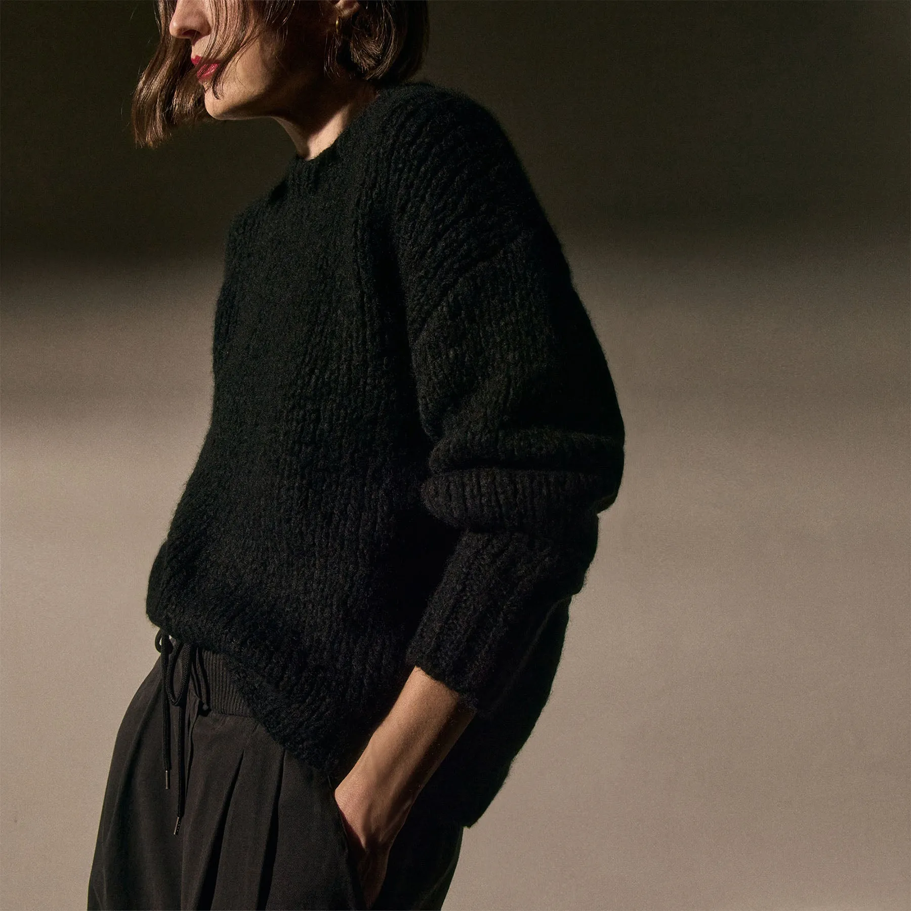 Cashmere Silk Crew Neck - Black sold by James Perse product image thumbnail 2