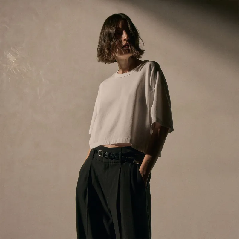 Heavy Luxe Jersey Shrunken Tee - White sold by James Perse