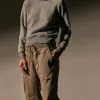 Herringbone Twill Mixed Media Pant - Soft Beige Pigment sold by James Perse