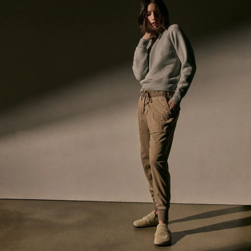 Herringbone Twill Mixed Media Pant - Soft Beige Pigment sold by James Perse