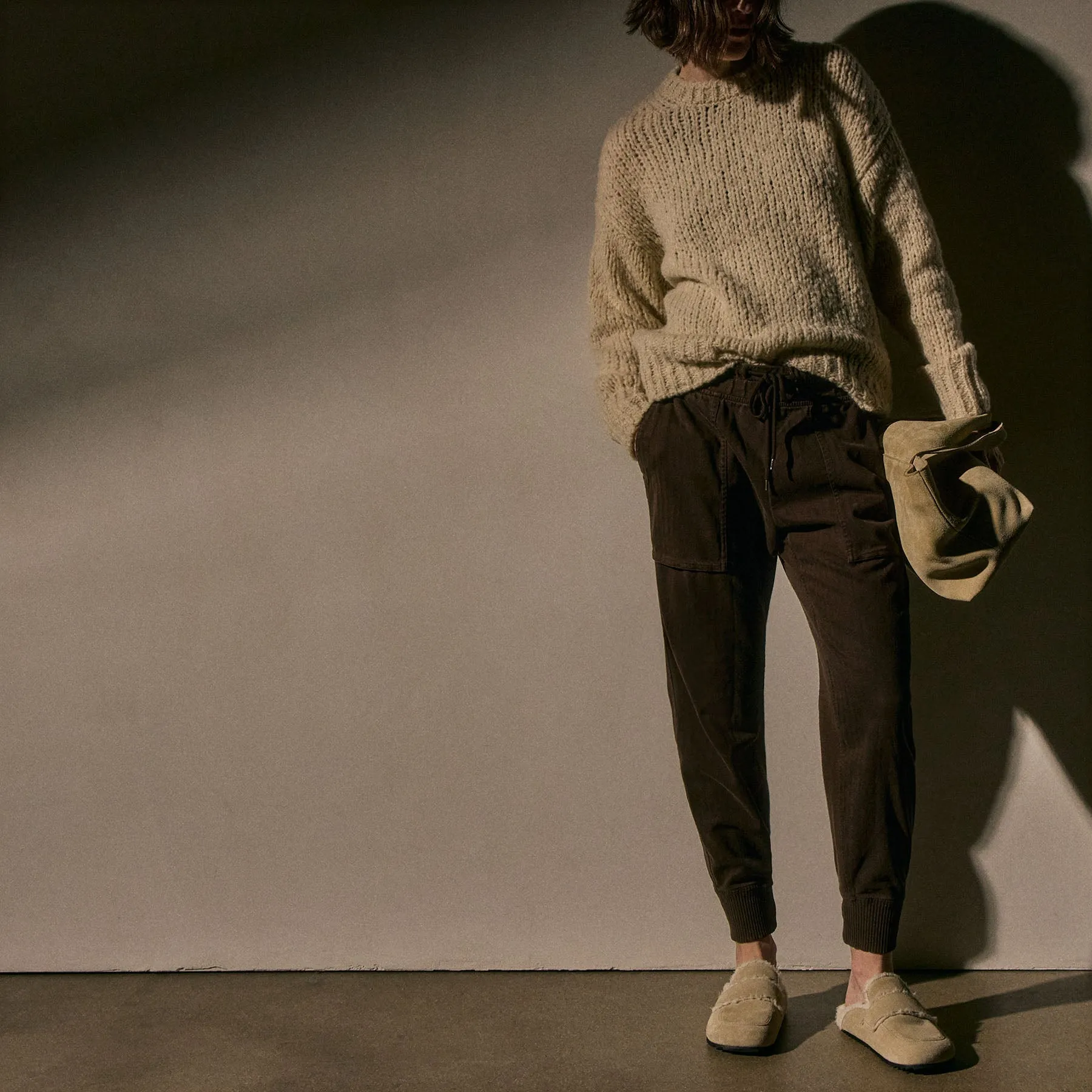 Herringbone Twill Mixed Media Pant - Porcupine sold by James Perse