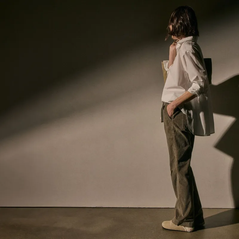 Stretch Corduroy Wide Leg Pant - Caribou Pigment sold by James Perse