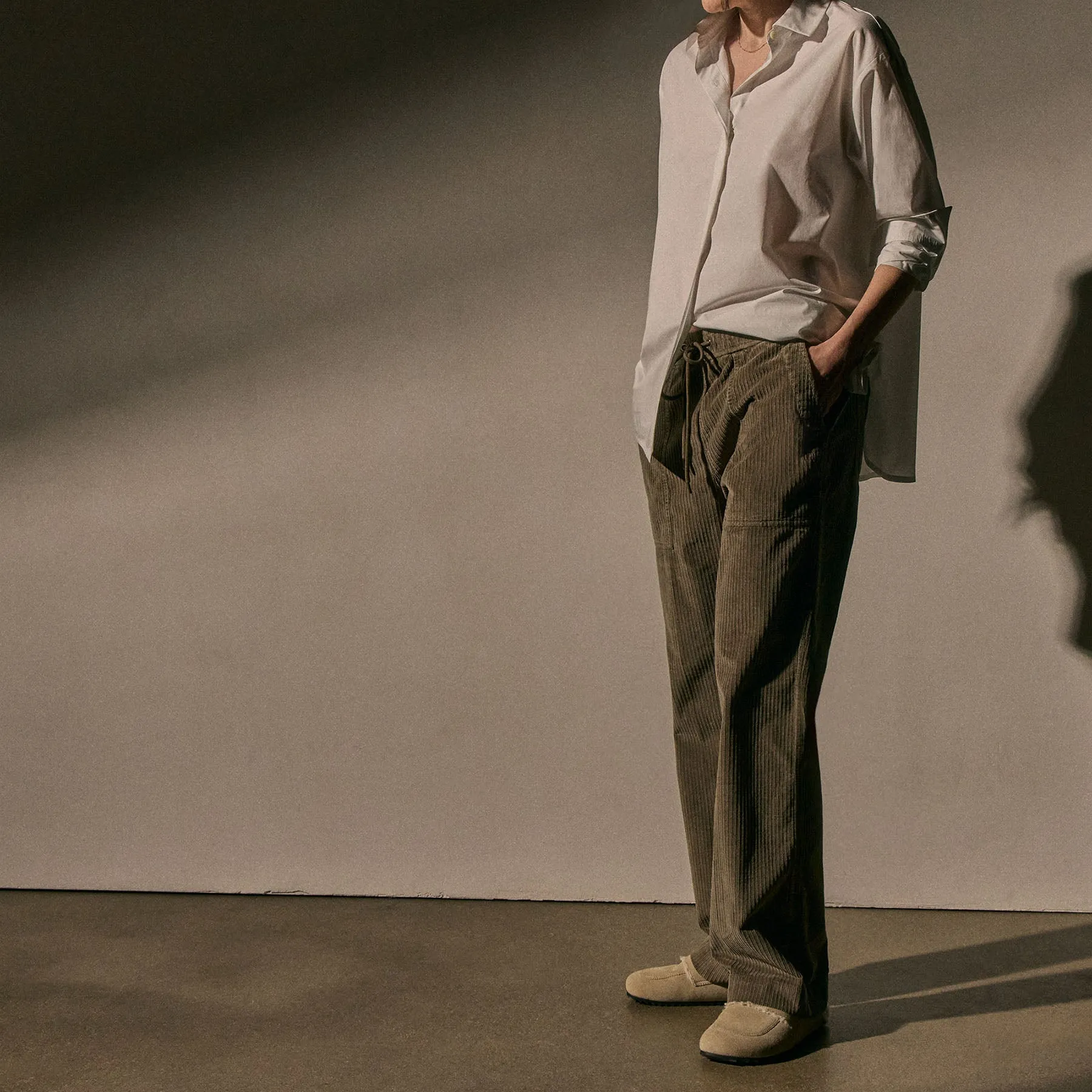 Stretch Corduroy Wide Leg Pant - Caribou Pigment sold by James Perse product image thumbnail 3