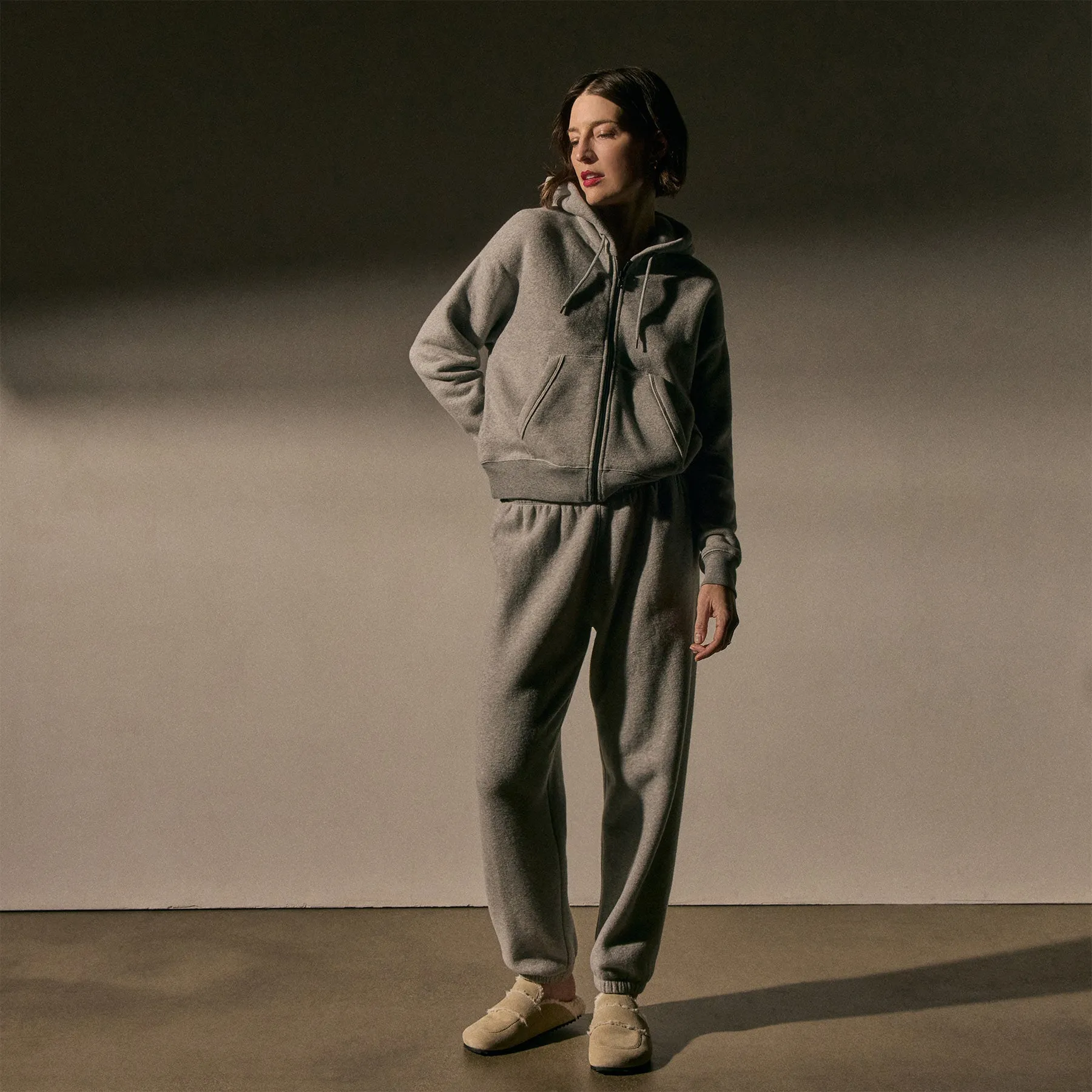 Cozy Fleece Zip Hoodie - Heather Grey sold by James Perse product image thumbnail 3