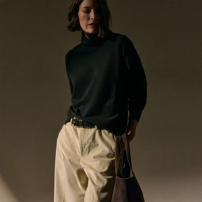 Spun Cashmere Funnel Neck - Black sold by James Perse