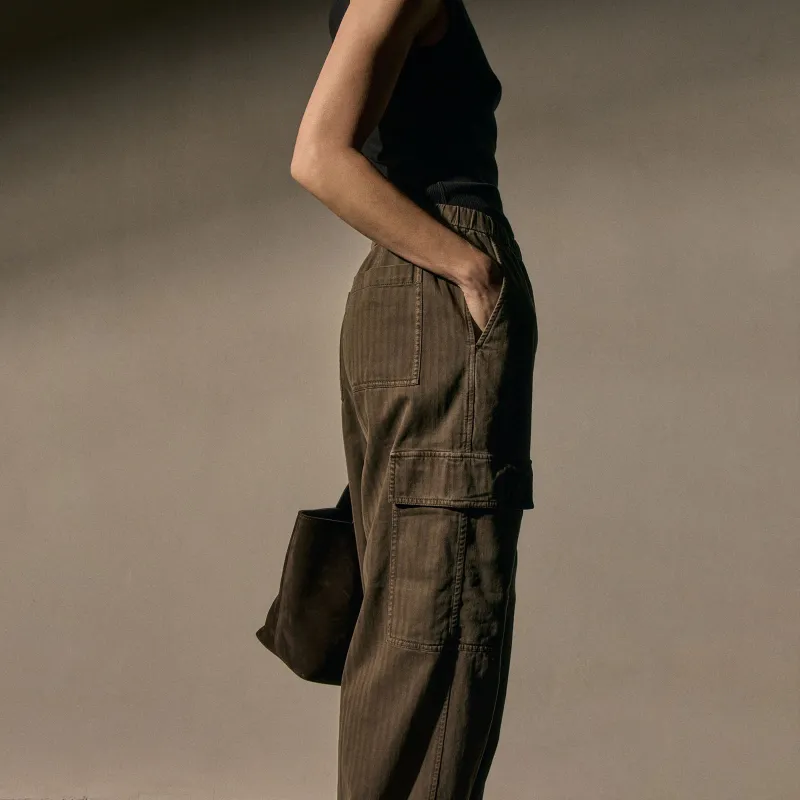 Herringbone Twill Parachute Pant - Caribou Pigment sold by James Perse