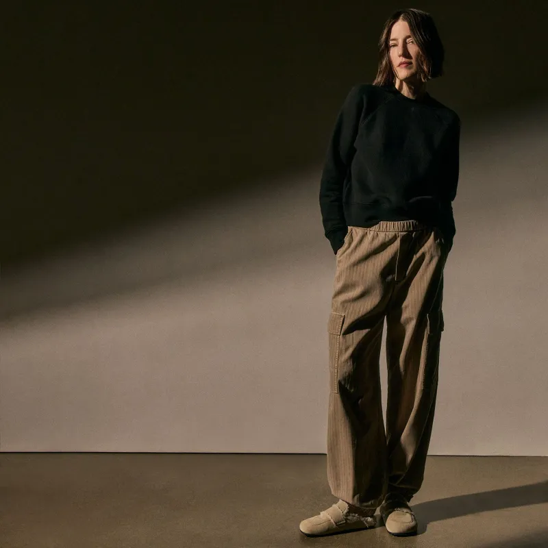 Herringbone Twill Parachute Pant - Soft Beige Pigment sold by James Perse