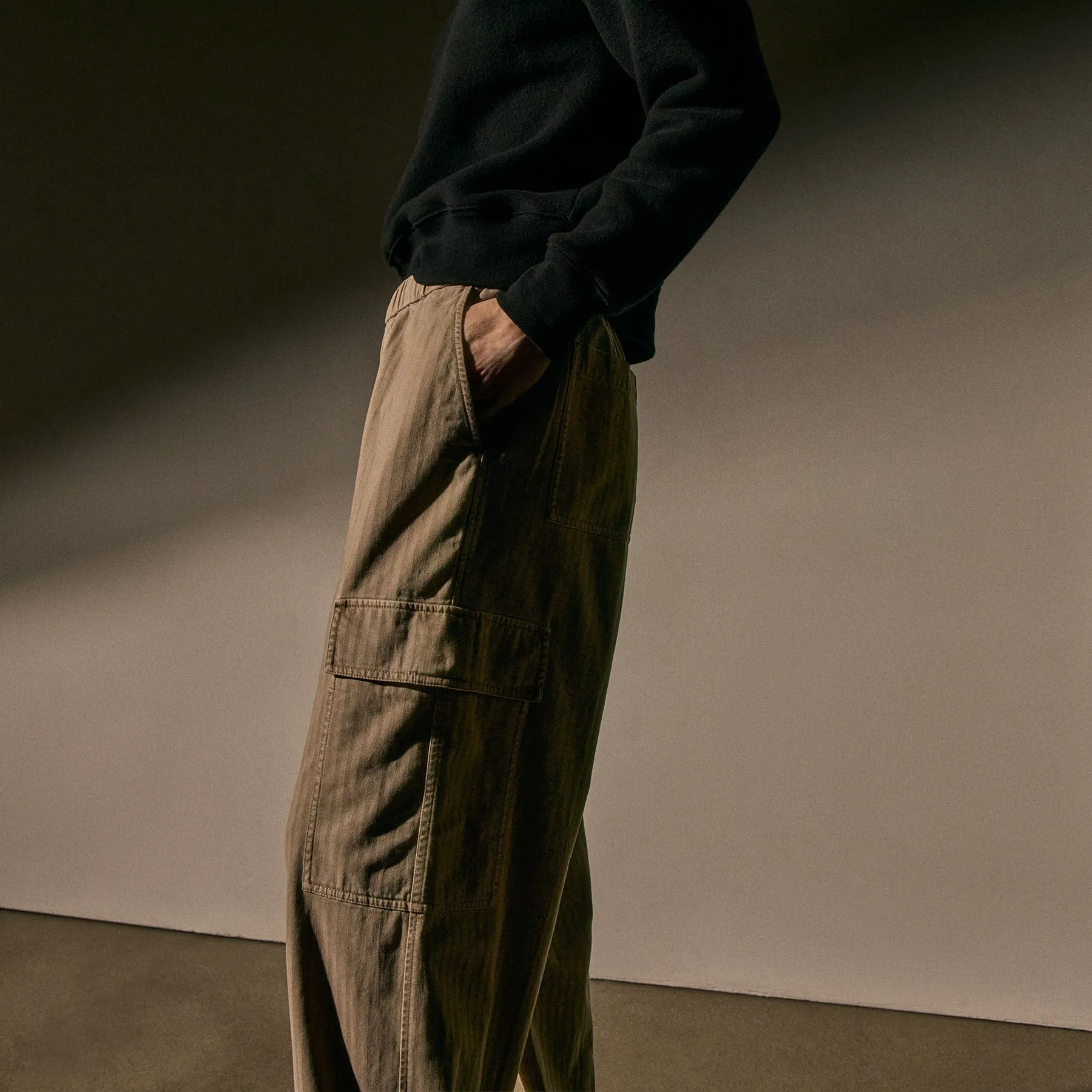 Herringbone Twill Parachute Pant - Soft Beige Pigment sold by James Perse product image thumbnail 2