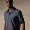 Performance Supima Pique Short Sleeve Polo - Mid Blue sold by James Perse