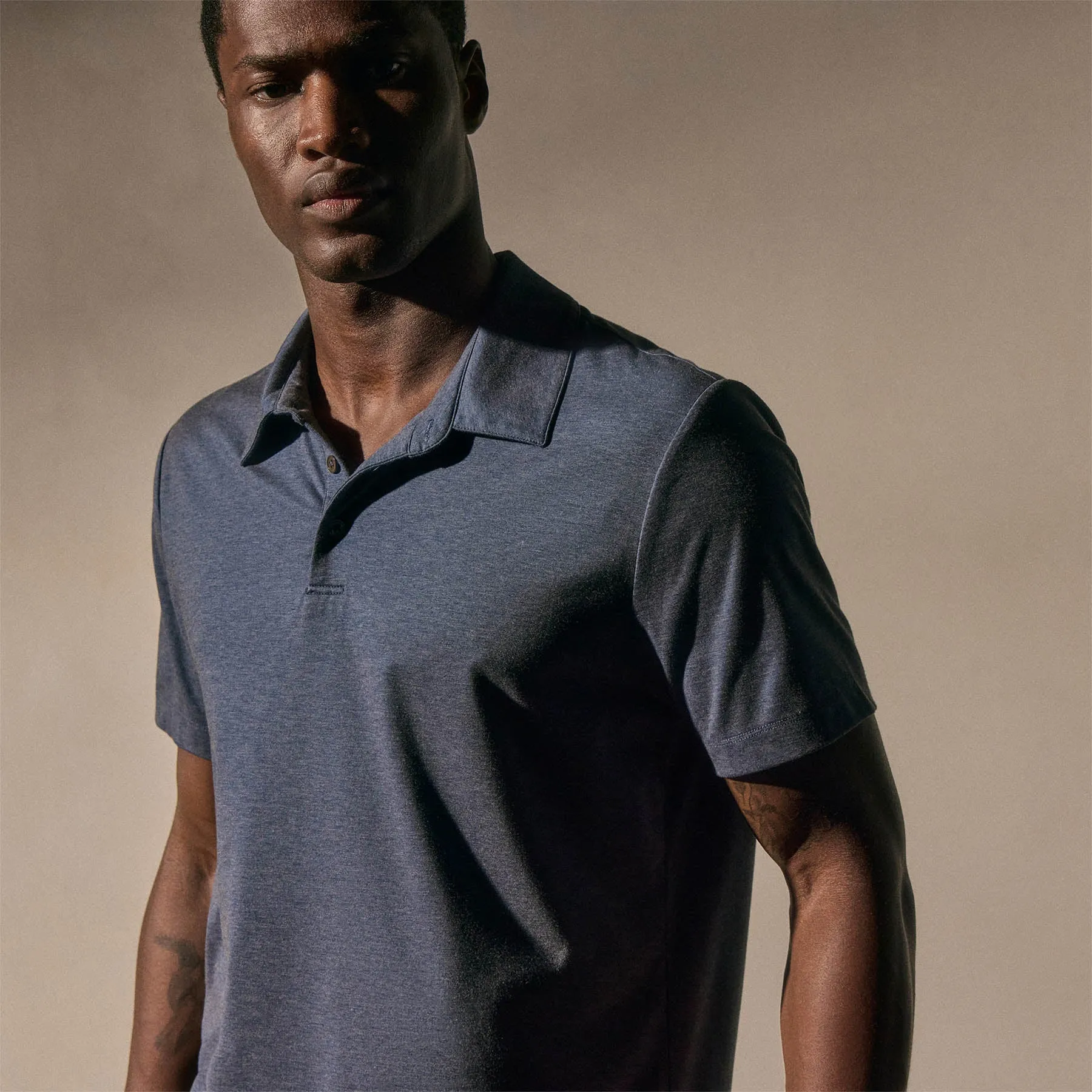 Performance Supima Pique Short Sleeve Polo - Mid Blue sold by James Perse product image thumbnail 2