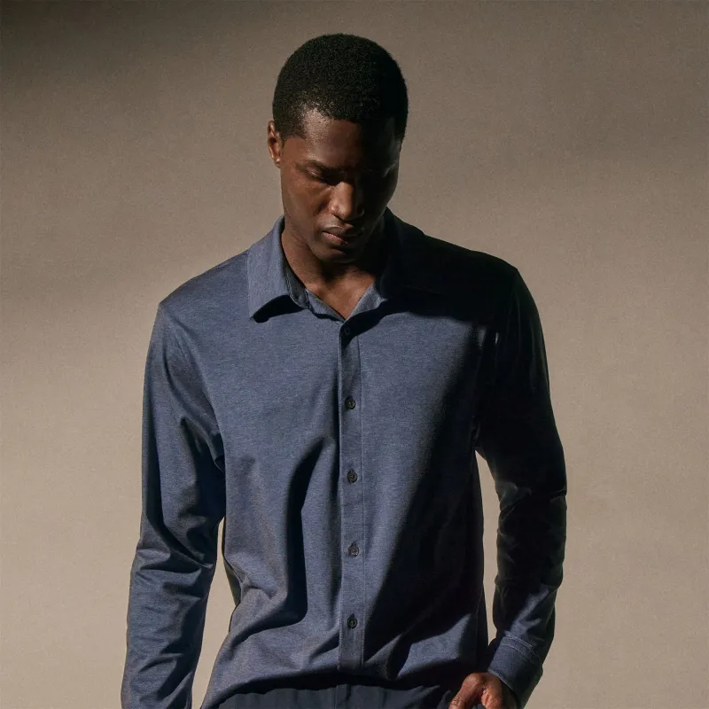 Performance Supima Pique Shirt - Mid Blue sold by James Perse