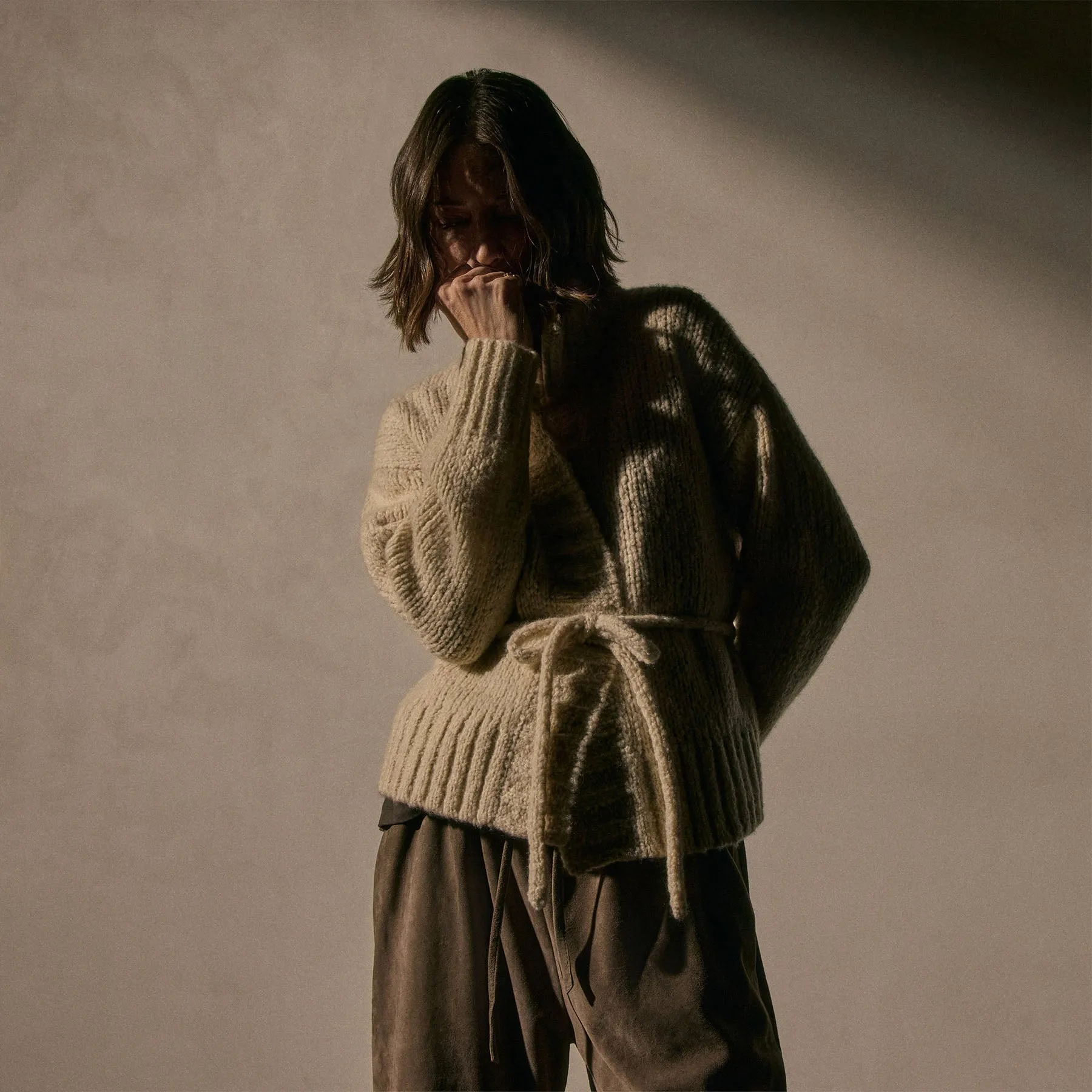 Cashmere Silk Belted Cardigan - Biscotti sold by James Perse product image thumbnail 3