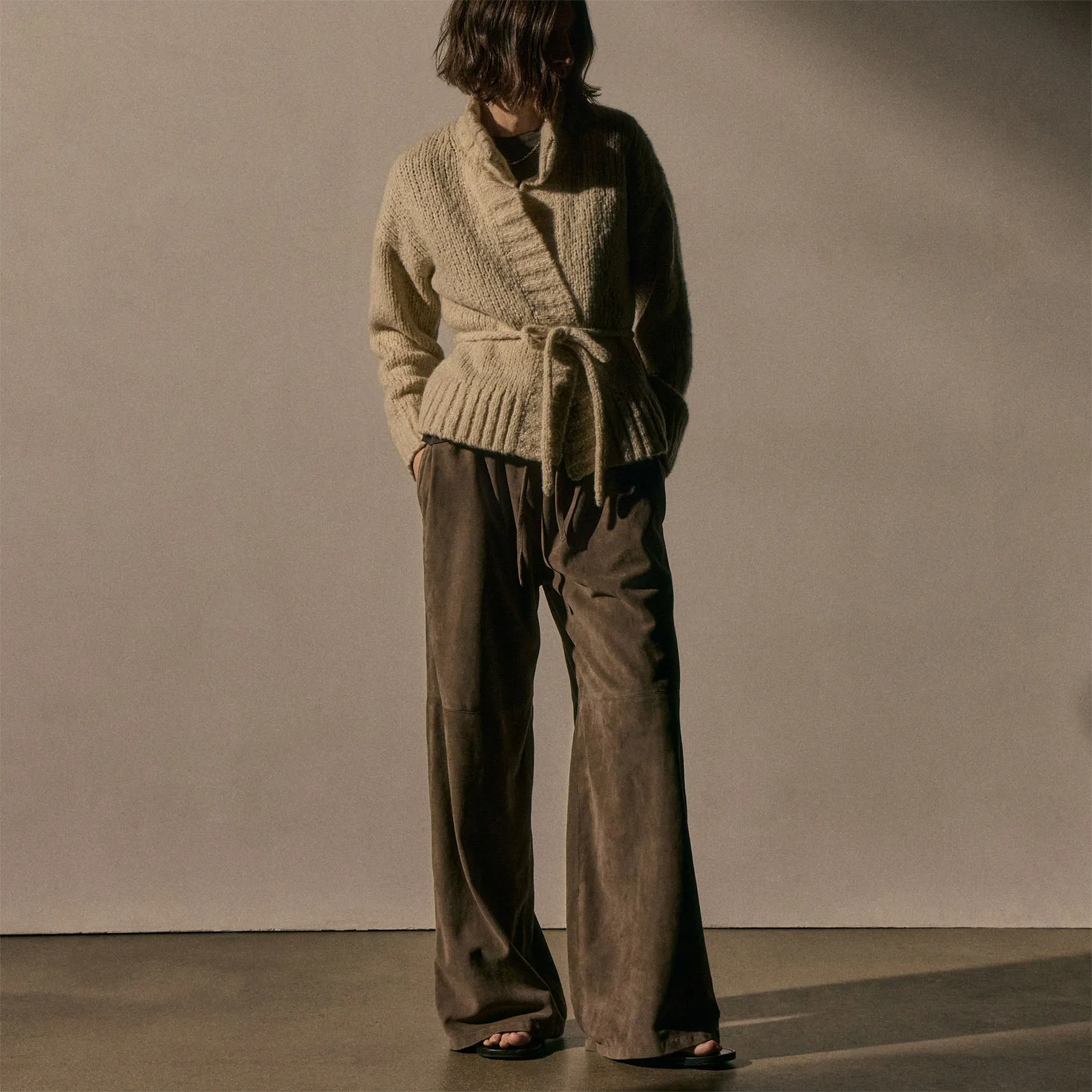 Cashmere Silk Belted Cardigan - Biscotti sold by James Perse product image thumbnail 2