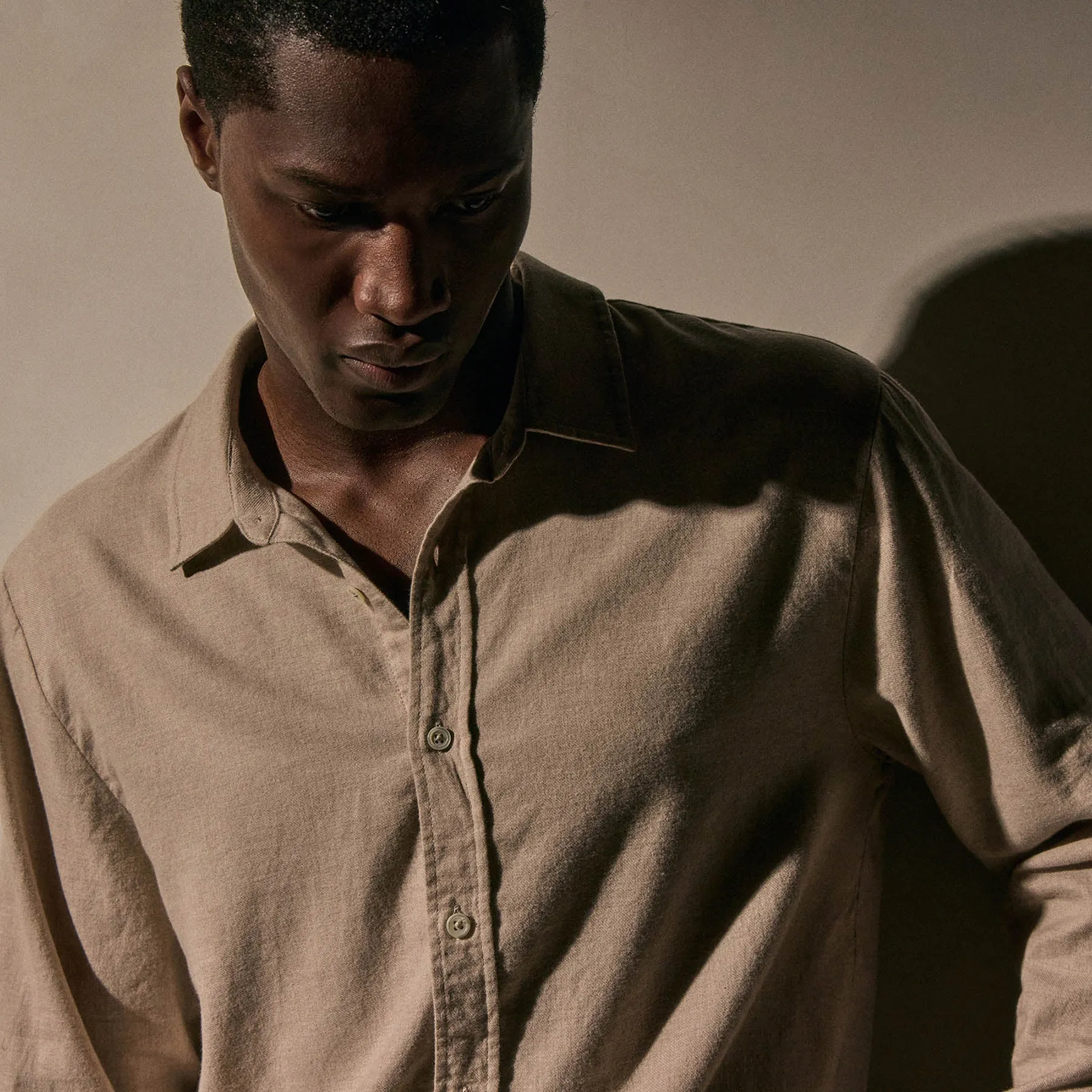 Cotton Flannel Shirting - Stone sold by James Perse