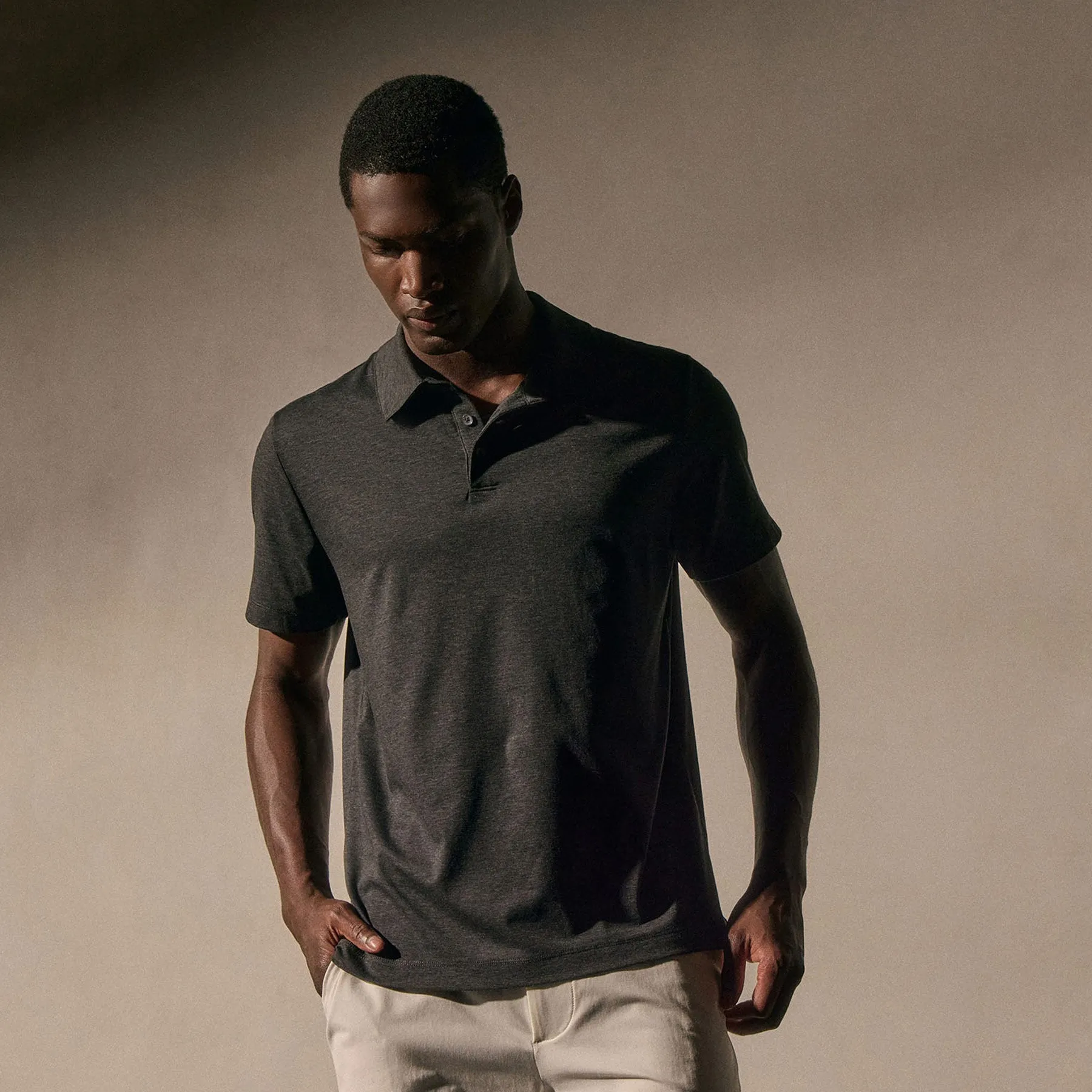 Performance Supima Pique Short Sleeve Polo - Black sold by James Perse