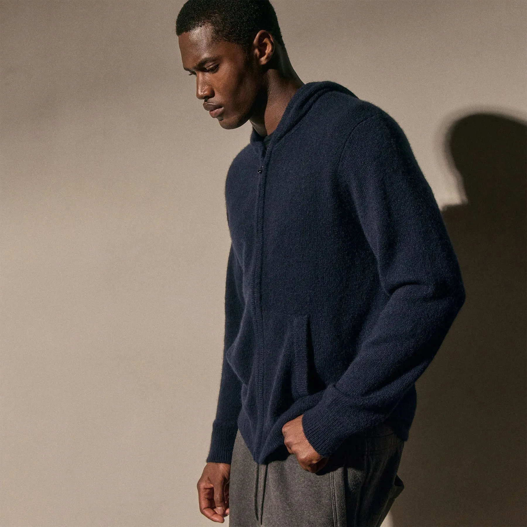 Mid Gauge Cashmere Knit Zip Up Hoodie - Deep Navy sold by James Perse product image thumbnail 4