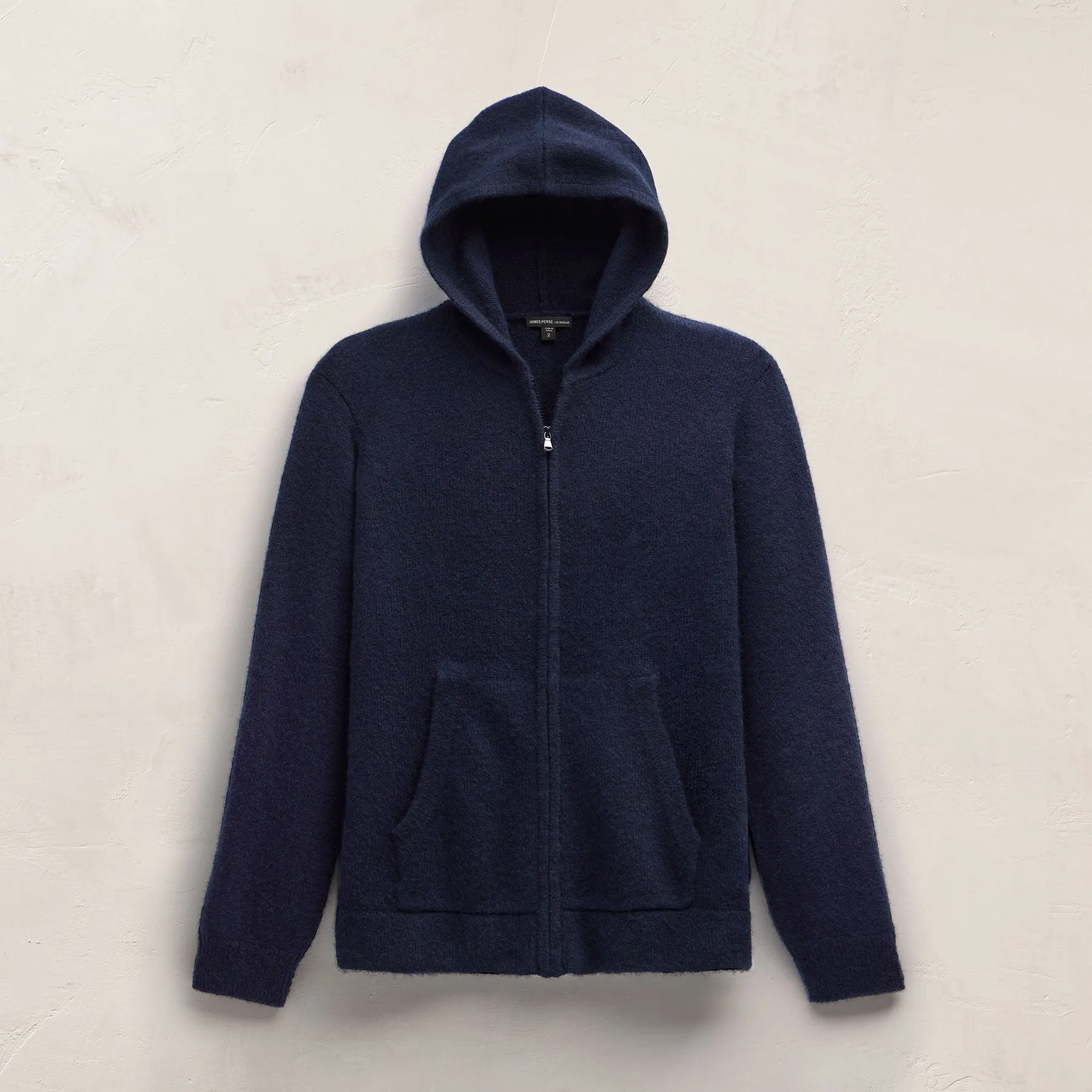 Mid Gauge Cashmere Knit Zip Up Hoodie - Deep Navy sold by James Perse