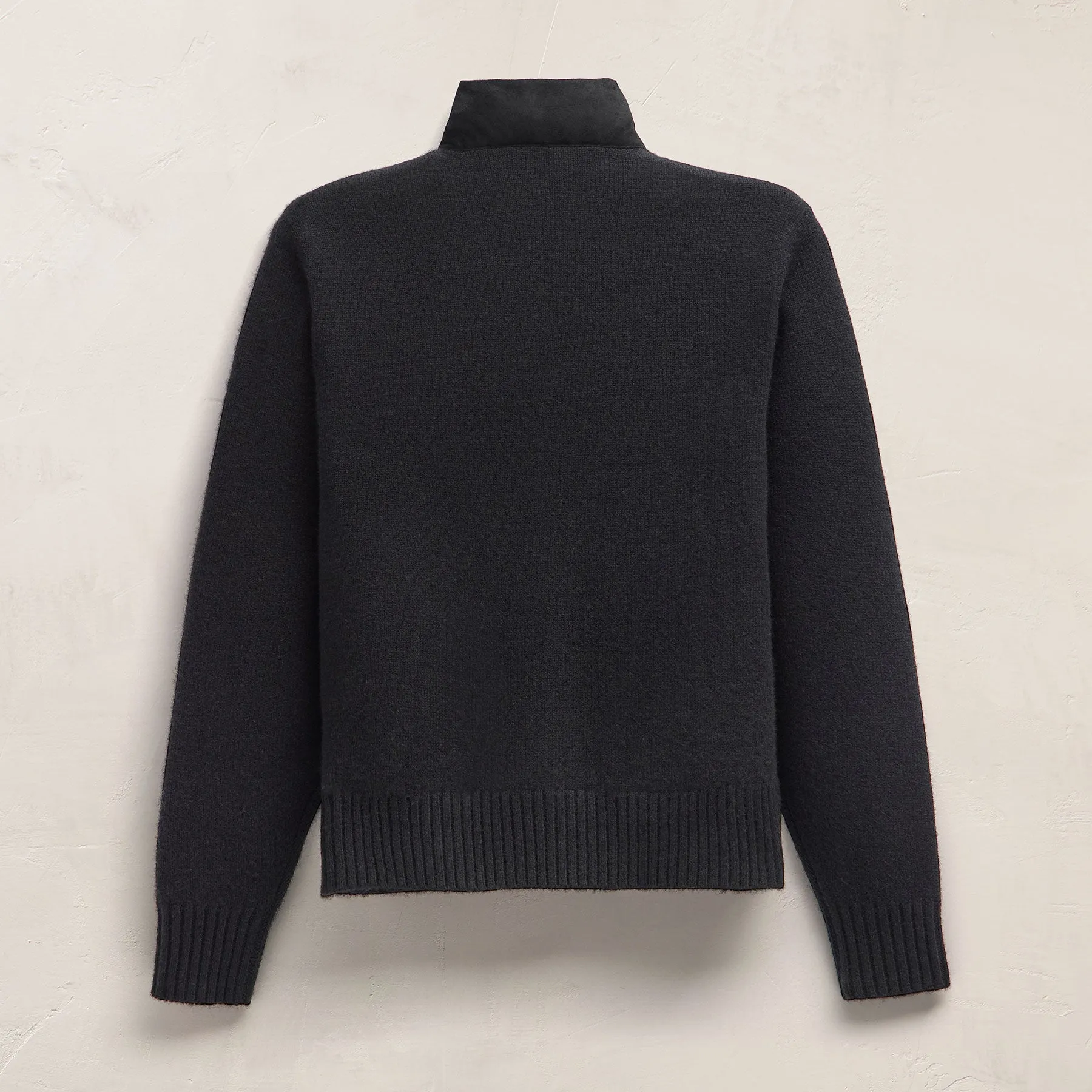 Suede Front Zip Up Sweater - Black sold by James Perse product image thumbnail 5