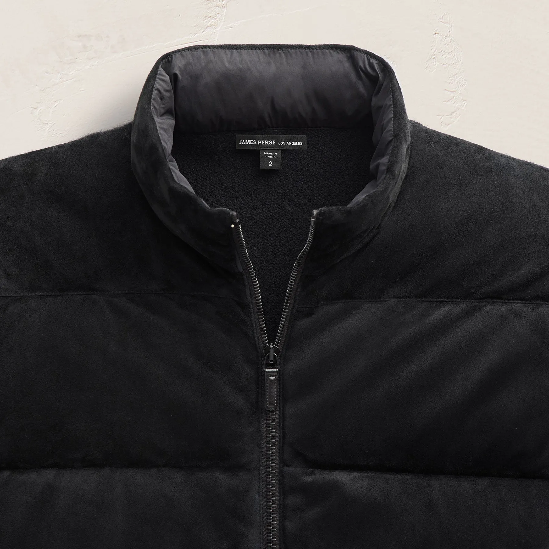 Suede Front Zip Up Sweater - Black sold by James Perse product image thumbnail 3