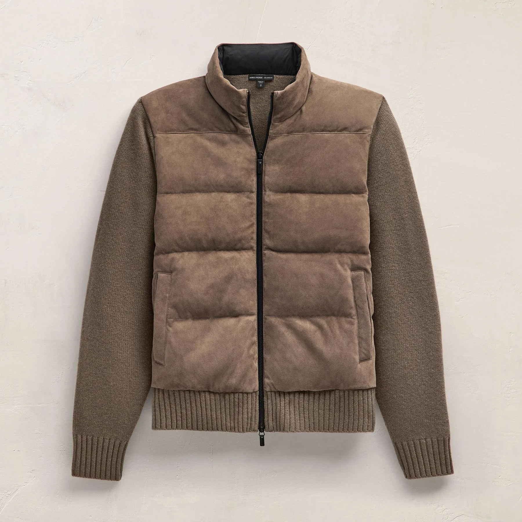 Suede Front Zip Up Sweater - Caribou sold by James Perse product image thumbnail 2