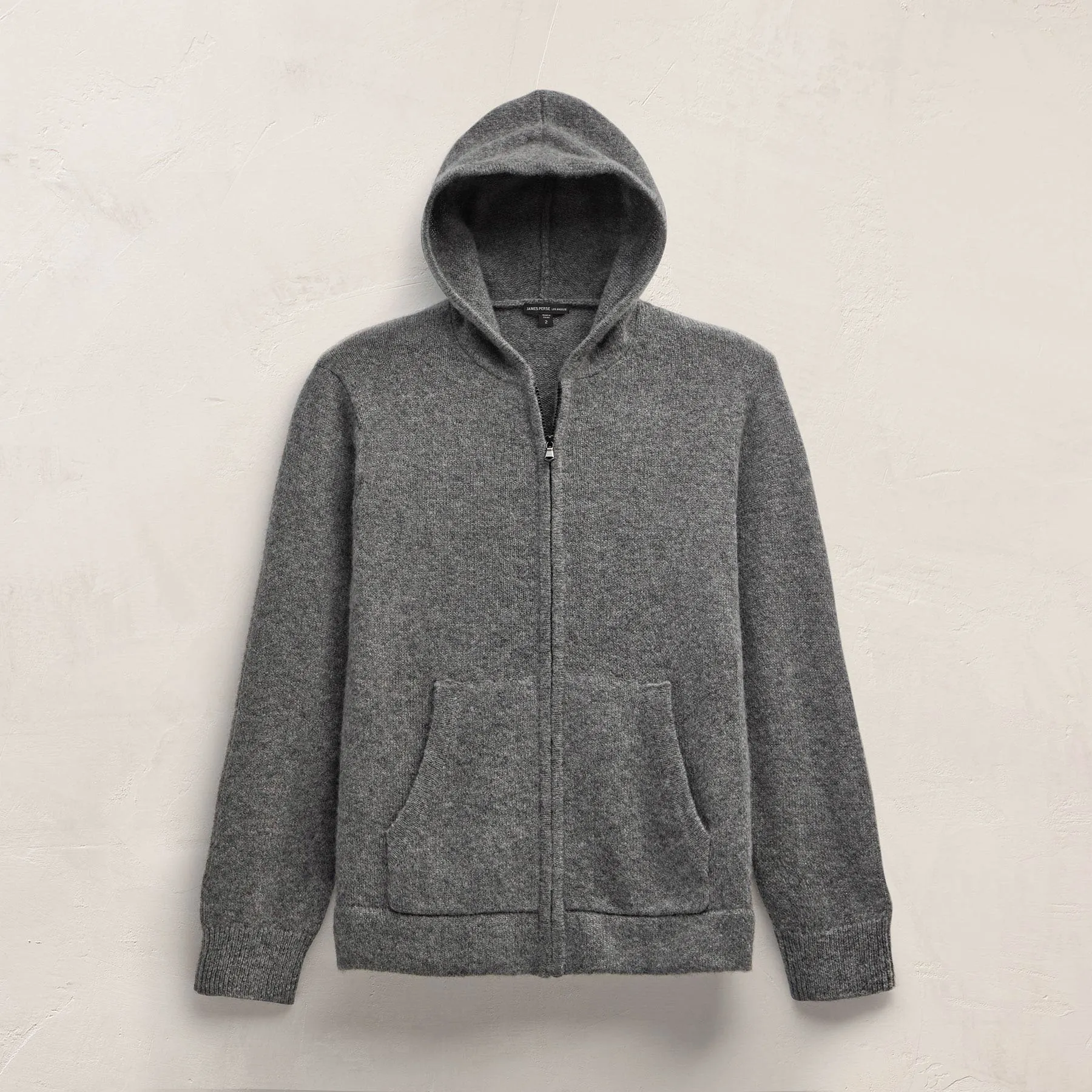Mid Gauge Cashmere Knit Zip Up Hoodie - Thunder sold by James Perse