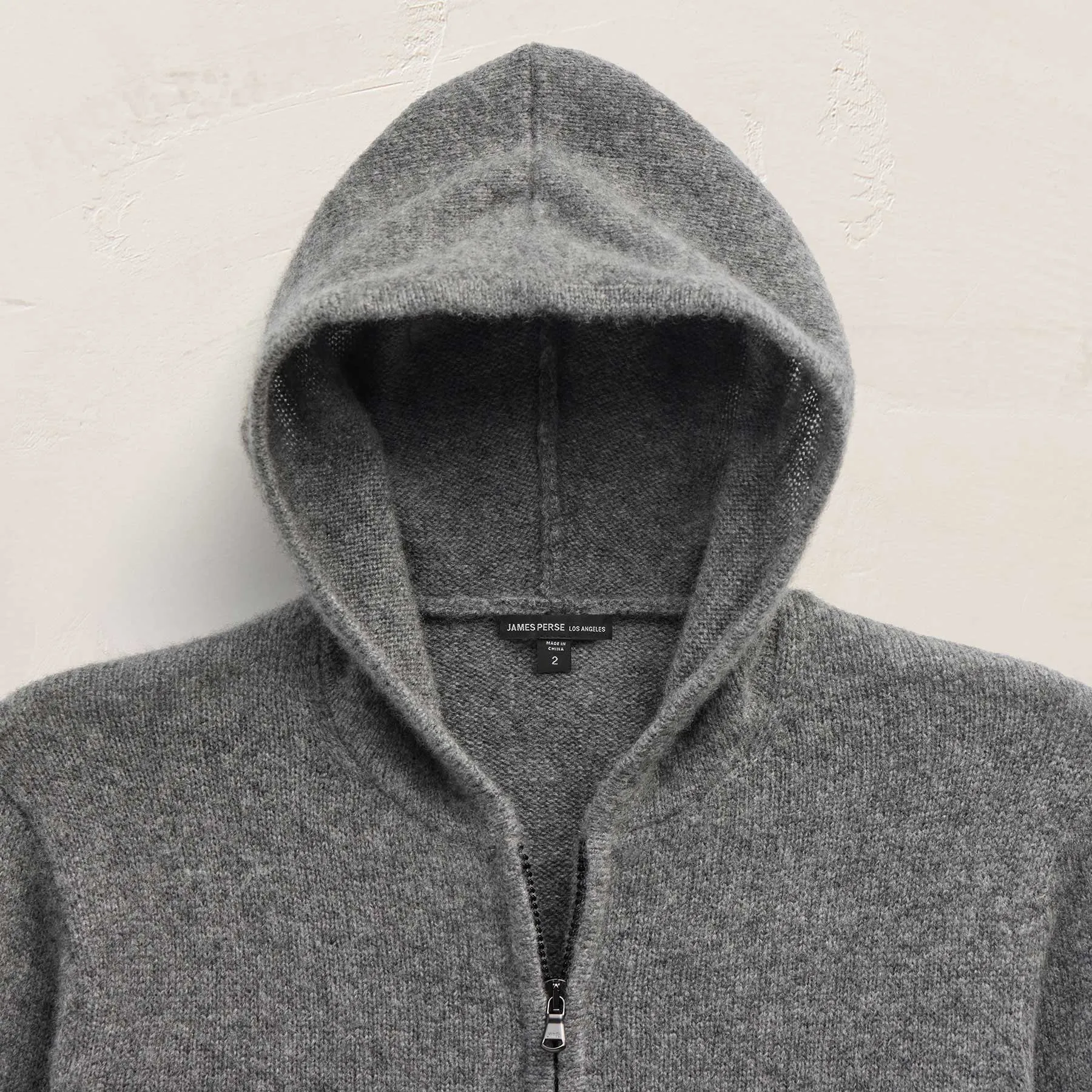 Mid Gauge Cashmere Knit Zip Up Hoodie - Thunder sold by James Perse product image thumbnail 3