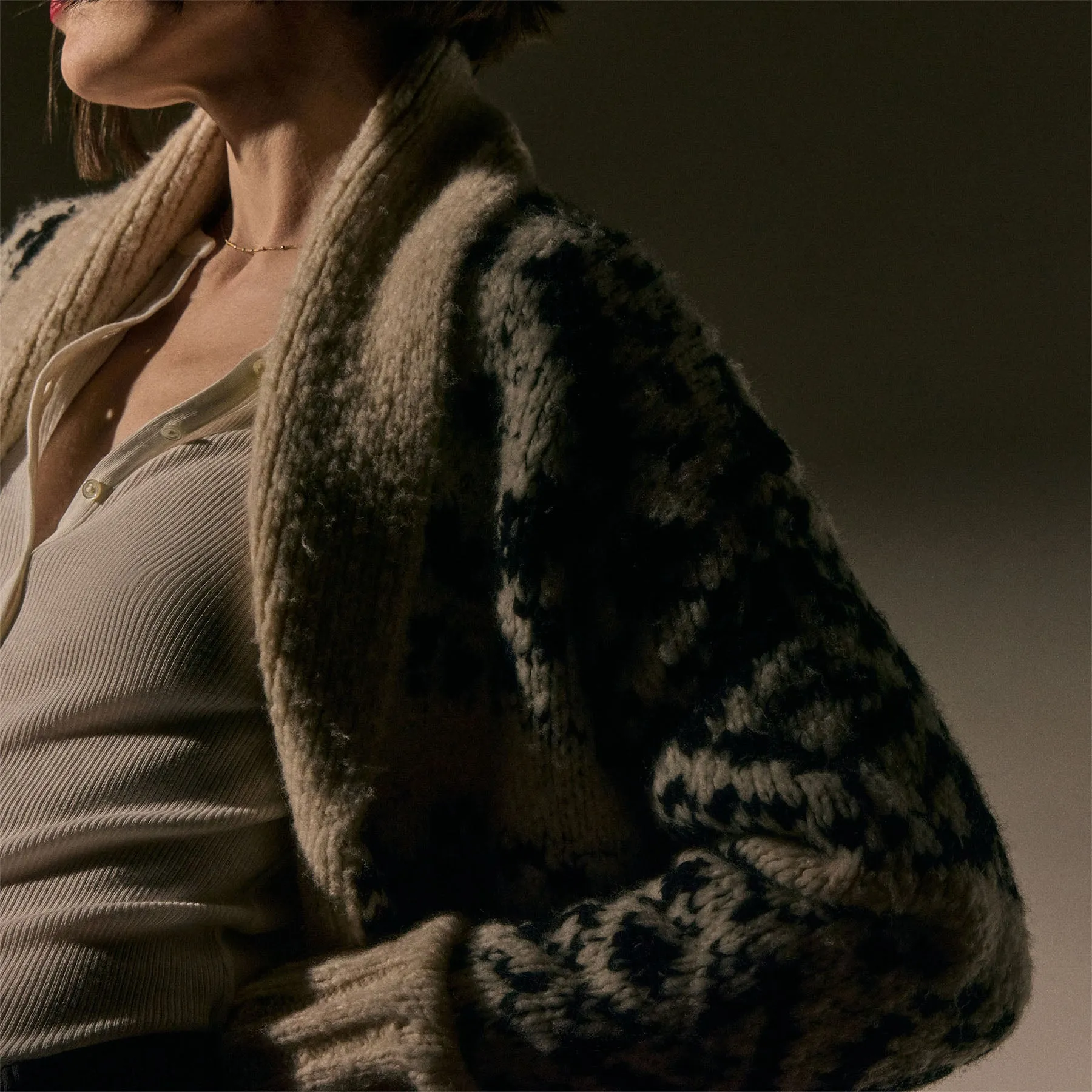 Chalet Knit Cardigan - Ivory/Black sold by James Perse product image thumbnail 2