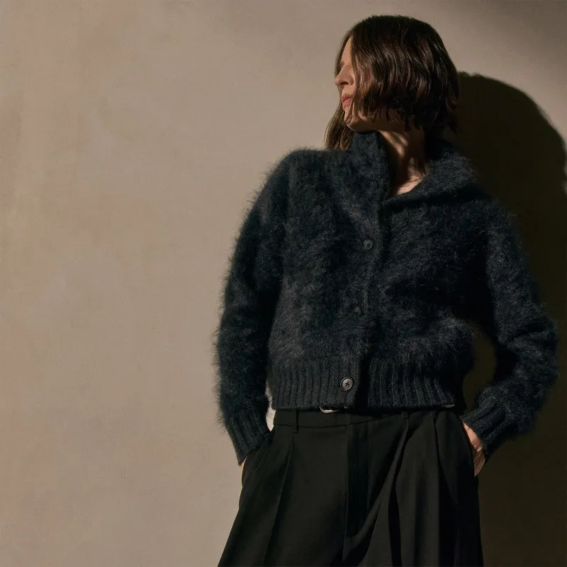 Halo Brushed Cashmere Cardigan - Coal sold by James Perse